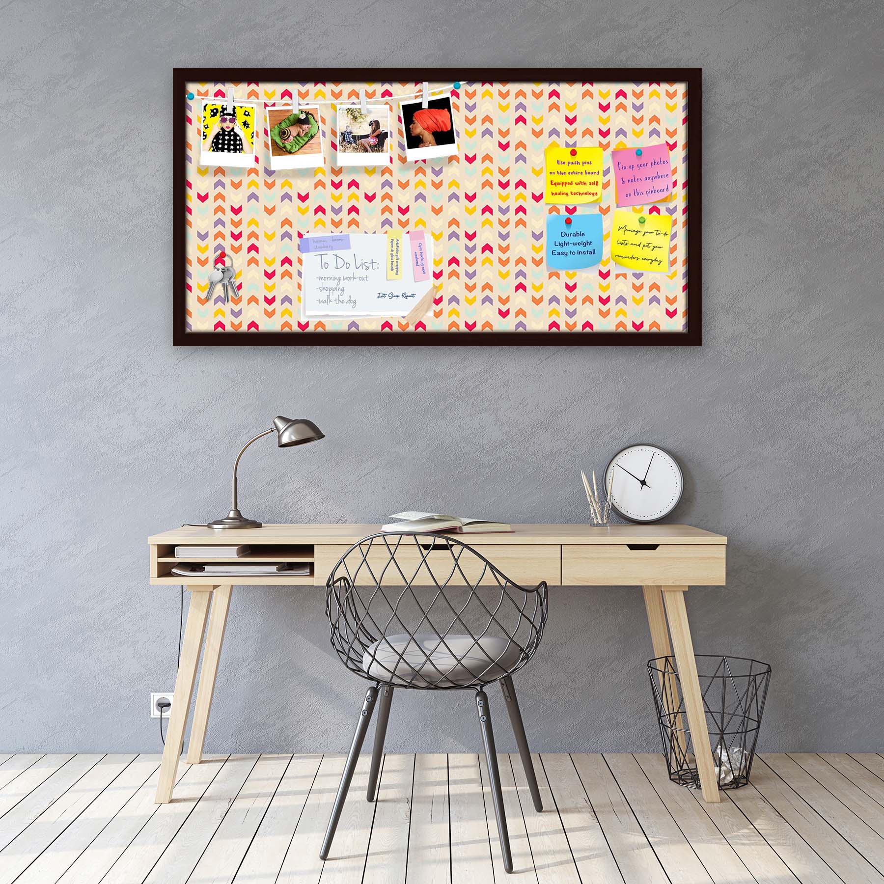 Zigzag Stripes Bulletin Board Notice Pin Board Soft Board | Framed