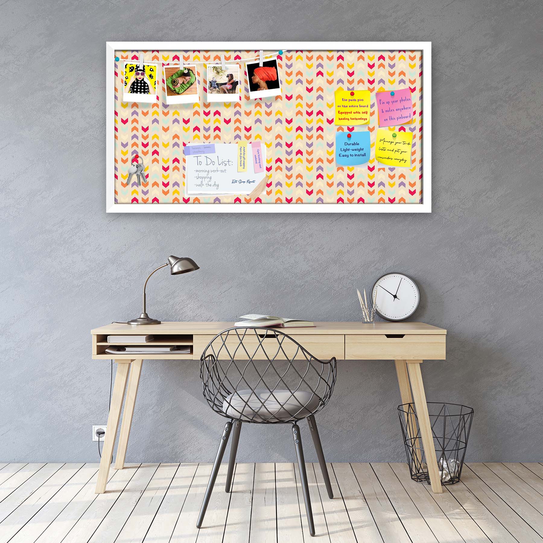 Zigzag Stripes Bulletin Board Notice Pin Board Soft Board | Framed