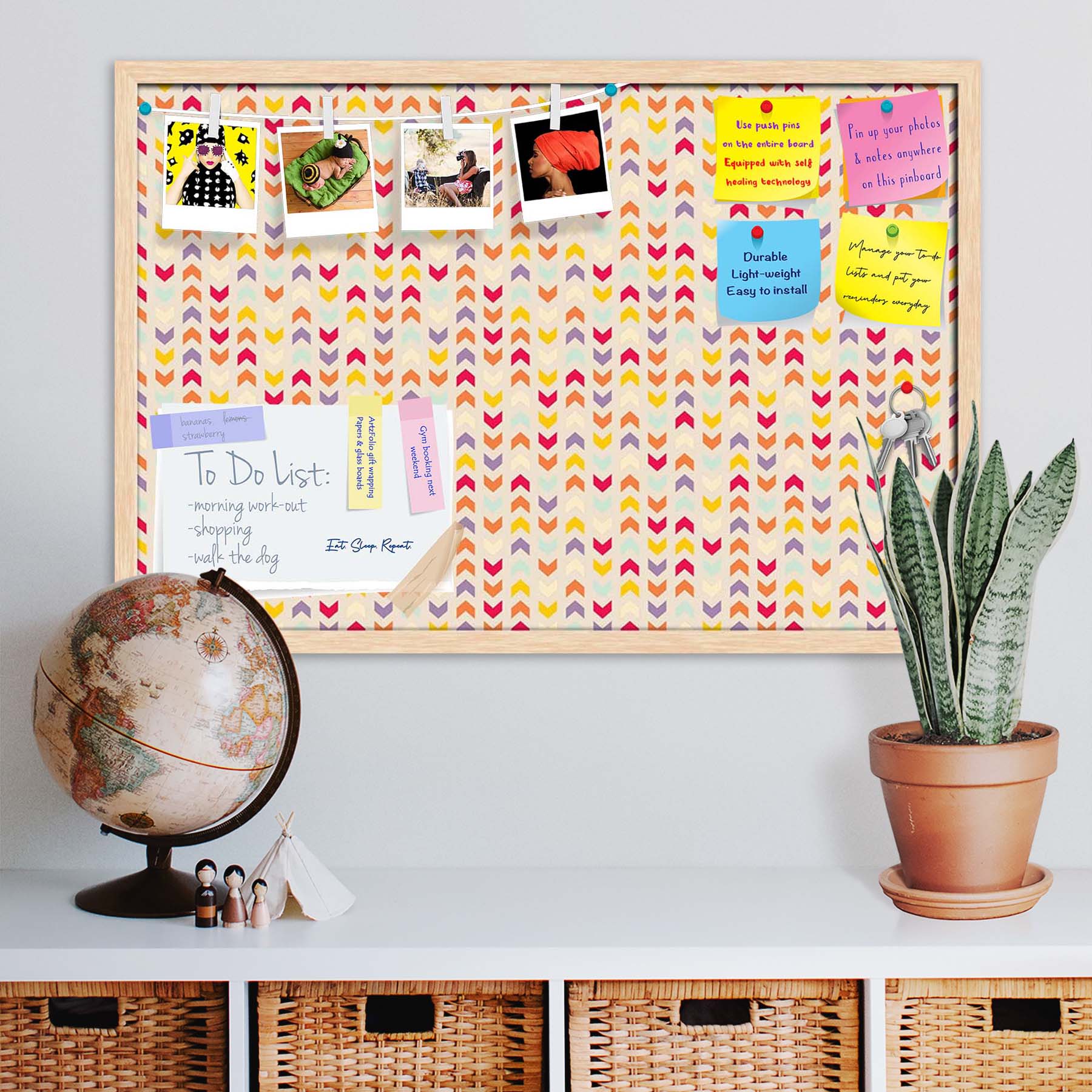 Zigzag Stripes Bulletin Board Notice Pin Board Soft Board | Framed