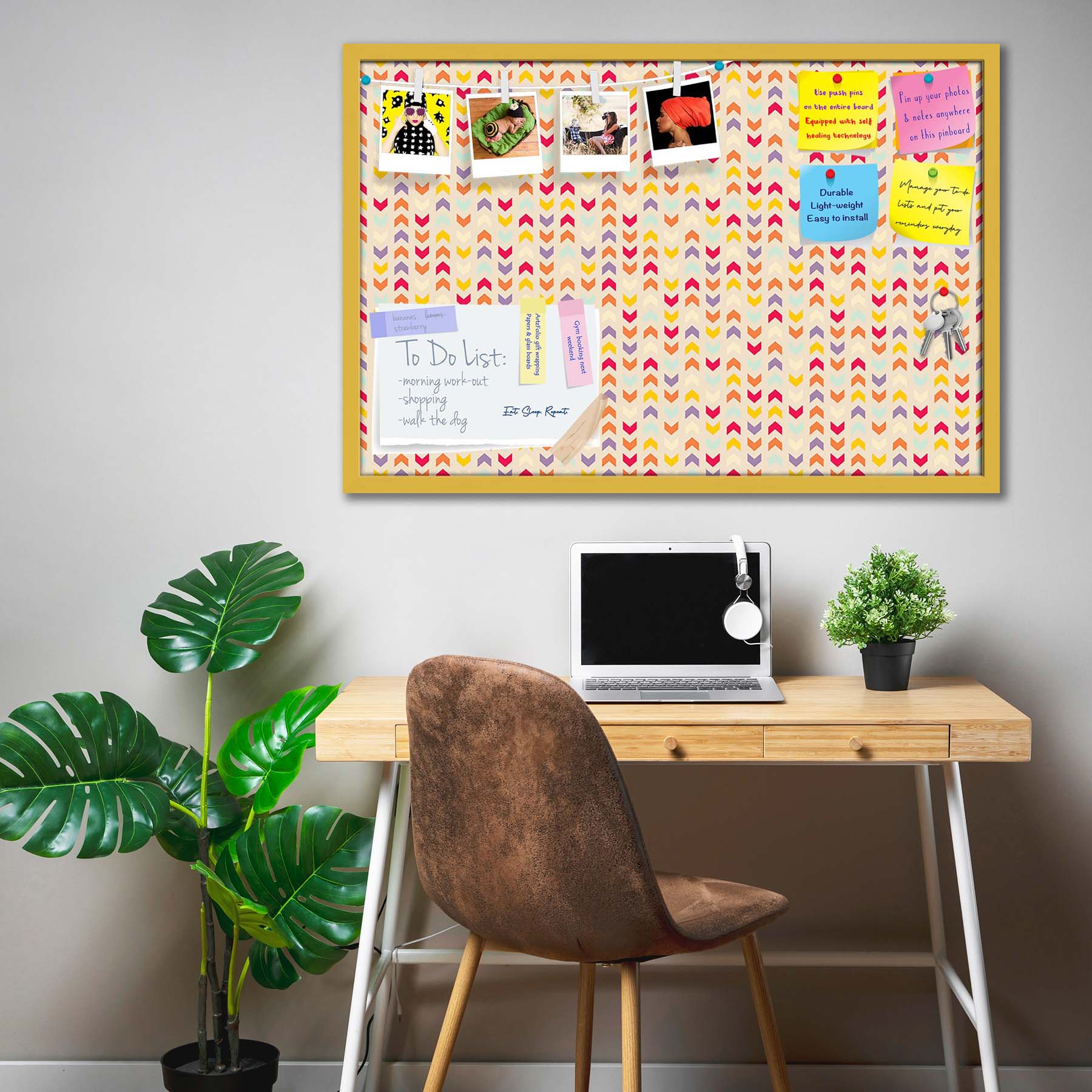 Zigzag Stripes Bulletin Board Notice Pin Board Soft Board | Framed