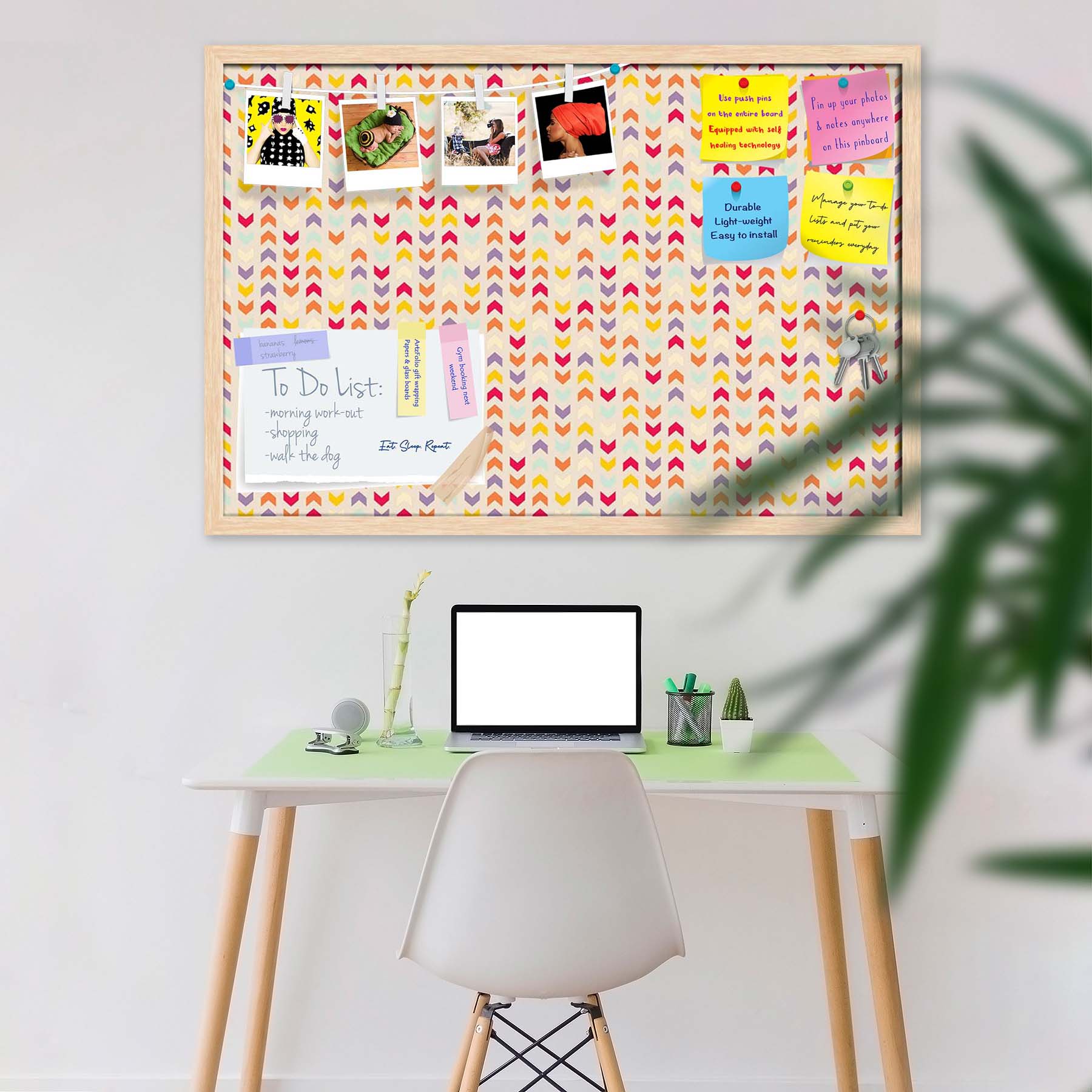 Zigzag Stripes Bulletin Board Notice Pin Board Soft Board | Framed
