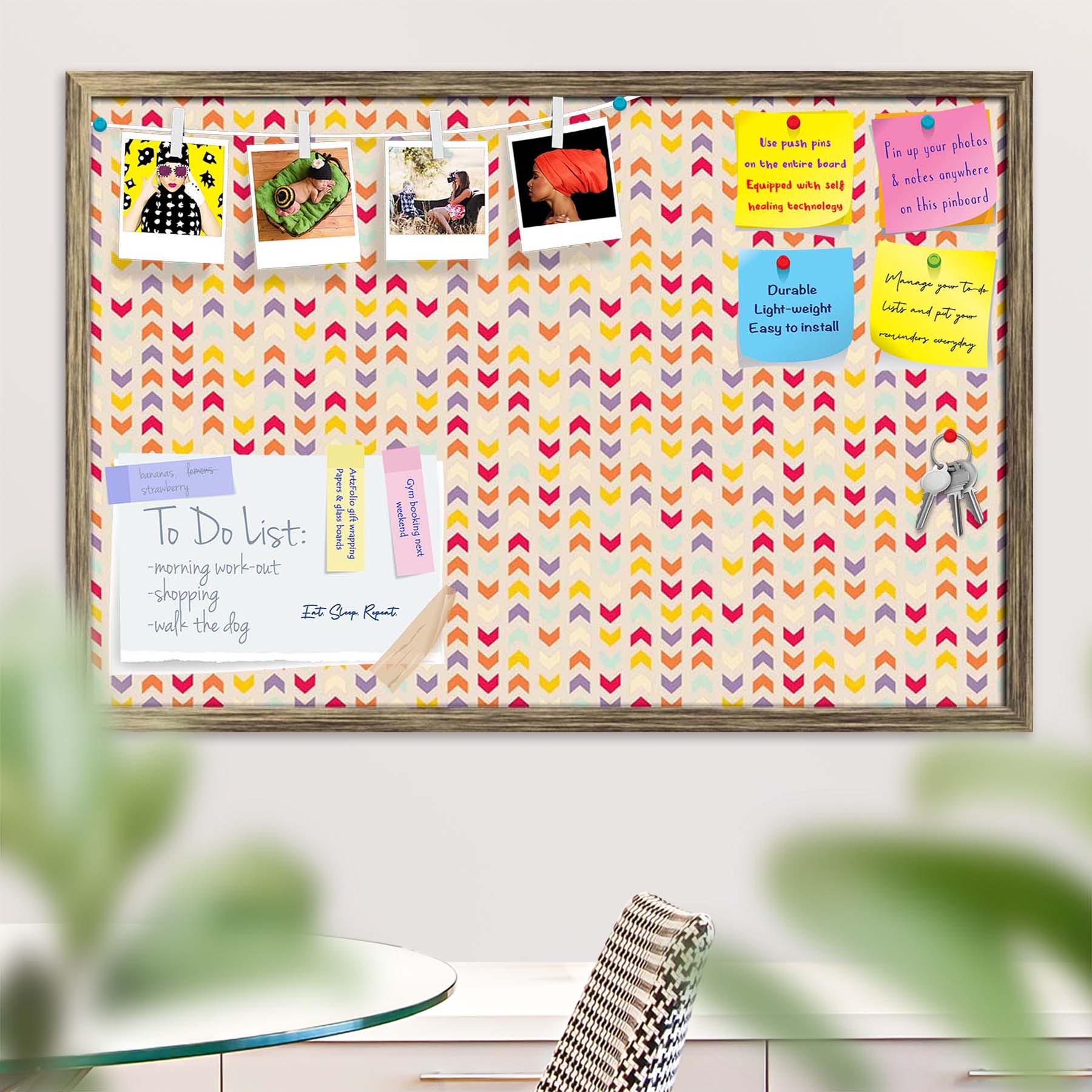 Zigzag Stripes Bulletin Board Notice Pin Board Soft Board | Framed