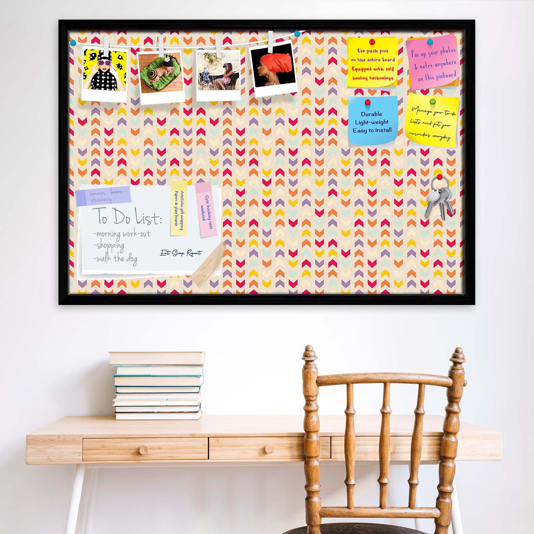 Zigzag Stripes Bulletin Board Notice Pin Board Soft Board | Framed
