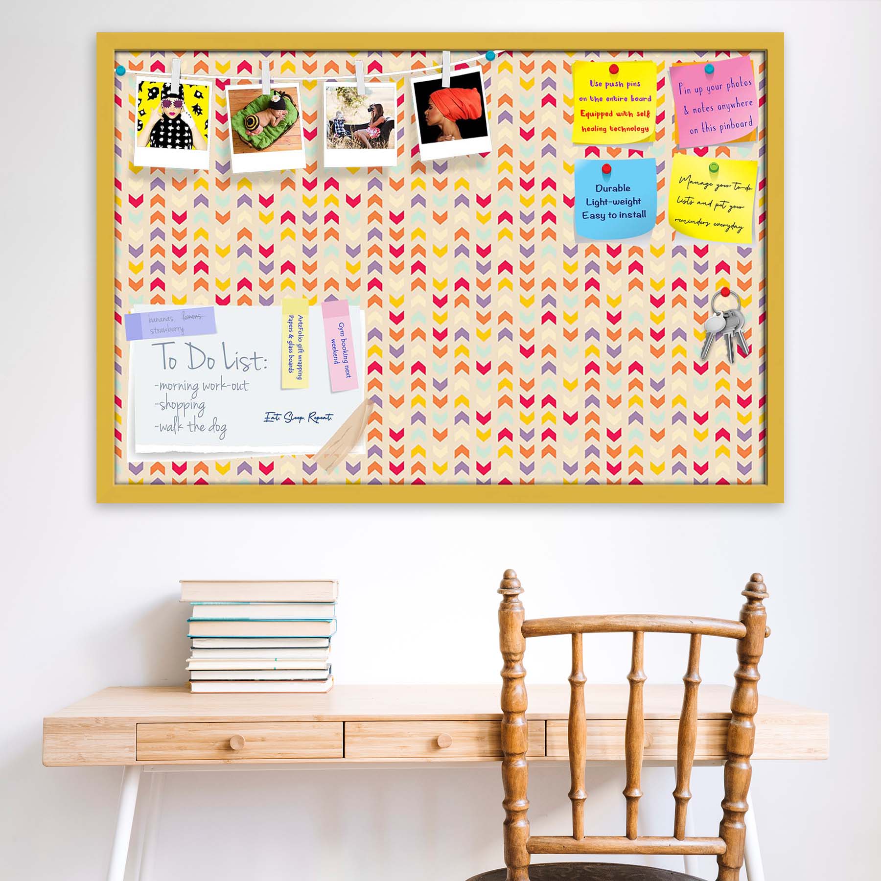 Zigzag Stripes Bulletin Board Notice Pin Board Soft Board | Framed