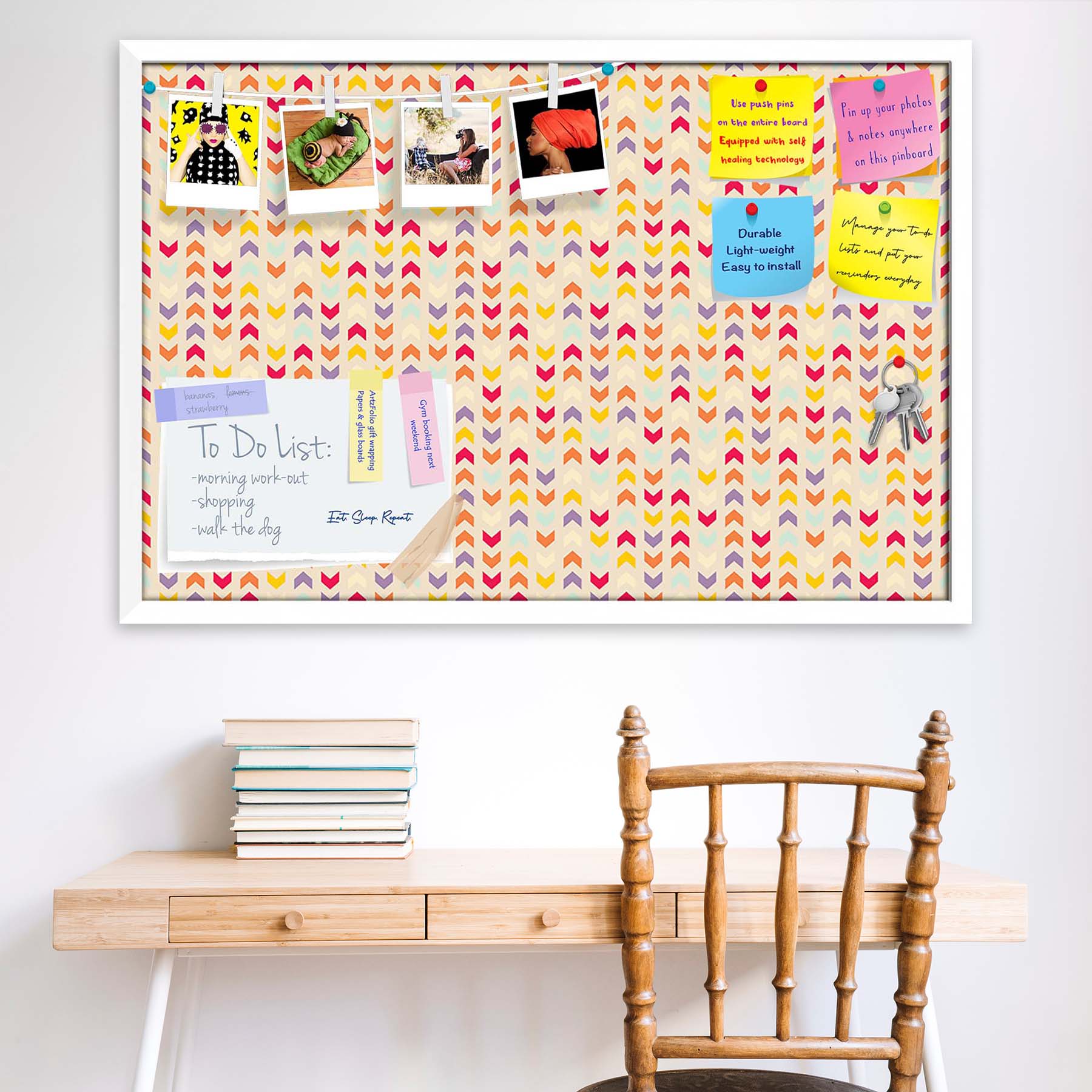 Zigzag Stripes Bulletin Board Notice Pin Board Soft Board | Framed