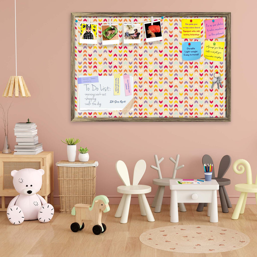 Zigzag Stripes Bulletin Board Notice Pin Board Soft Board | Framed