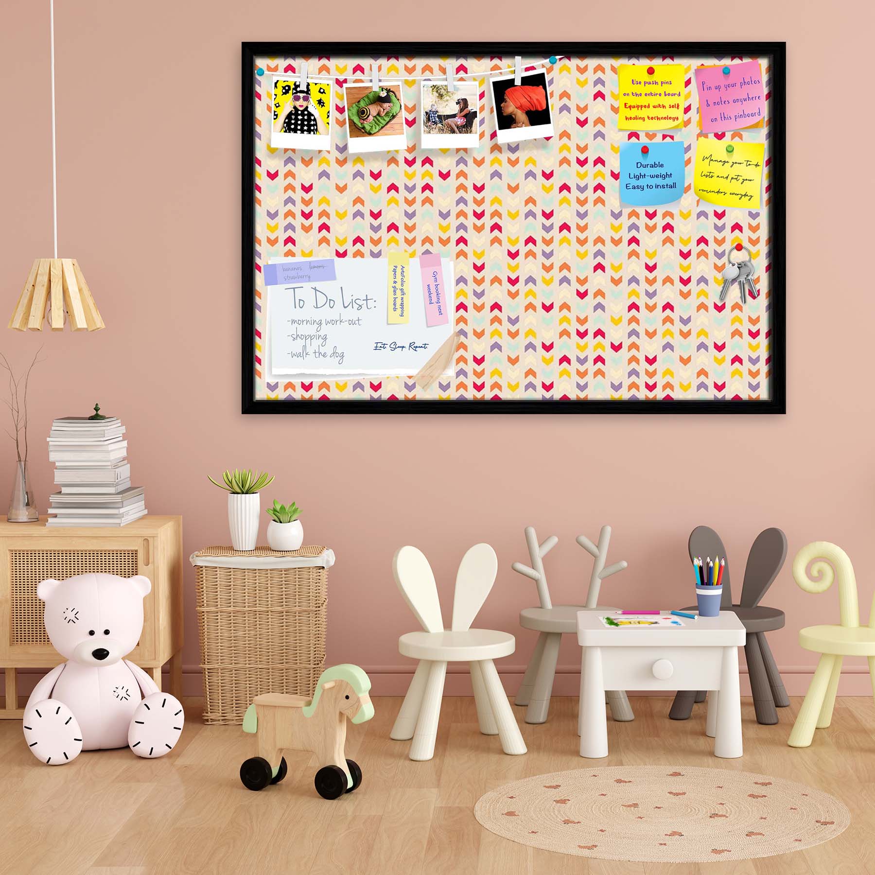 Zigzag Stripes Bulletin Board Notice Pin Board Soft Board | Framed
