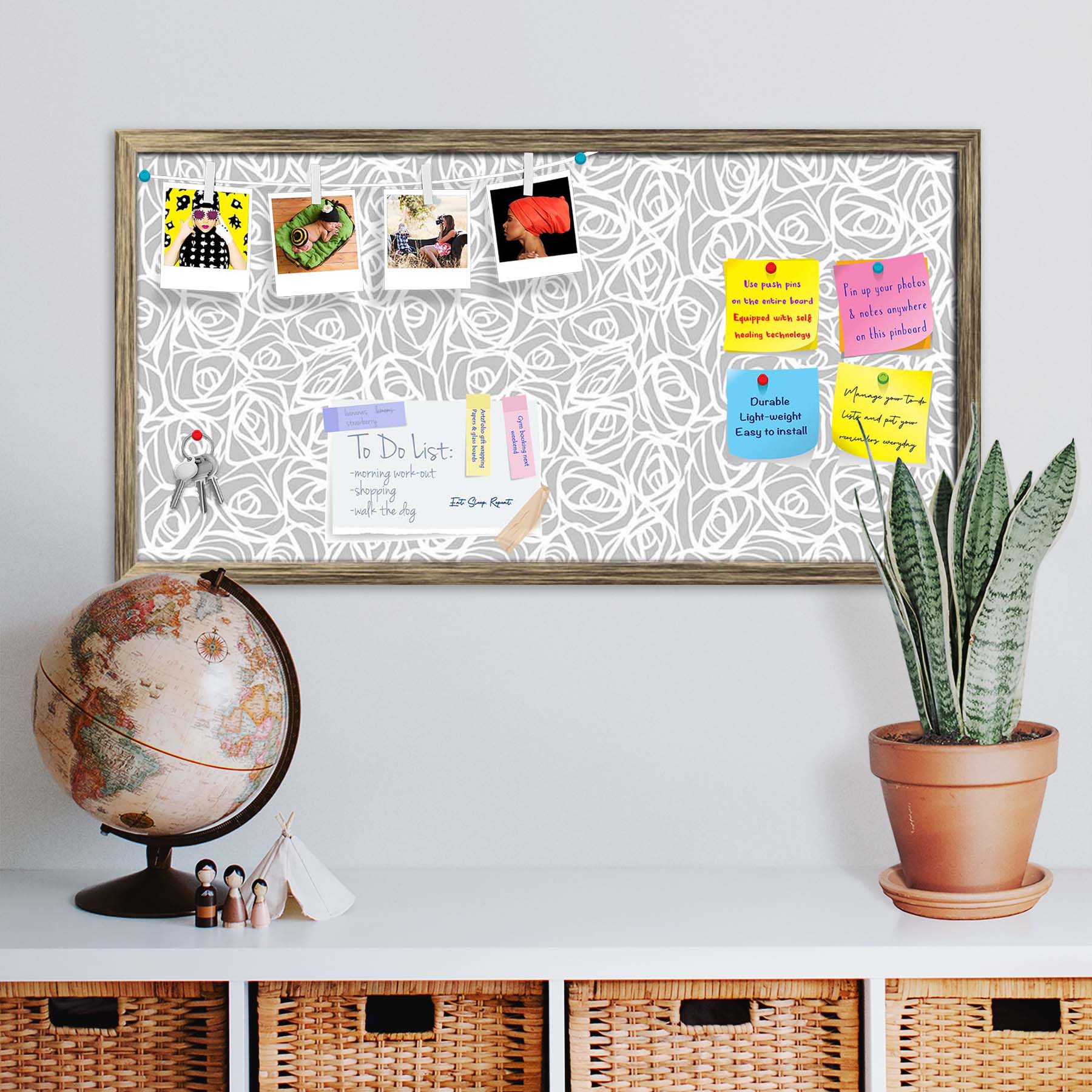 Abstract Pattern D1 Bulletin Board Notice Pin Board Soft Board | Framed