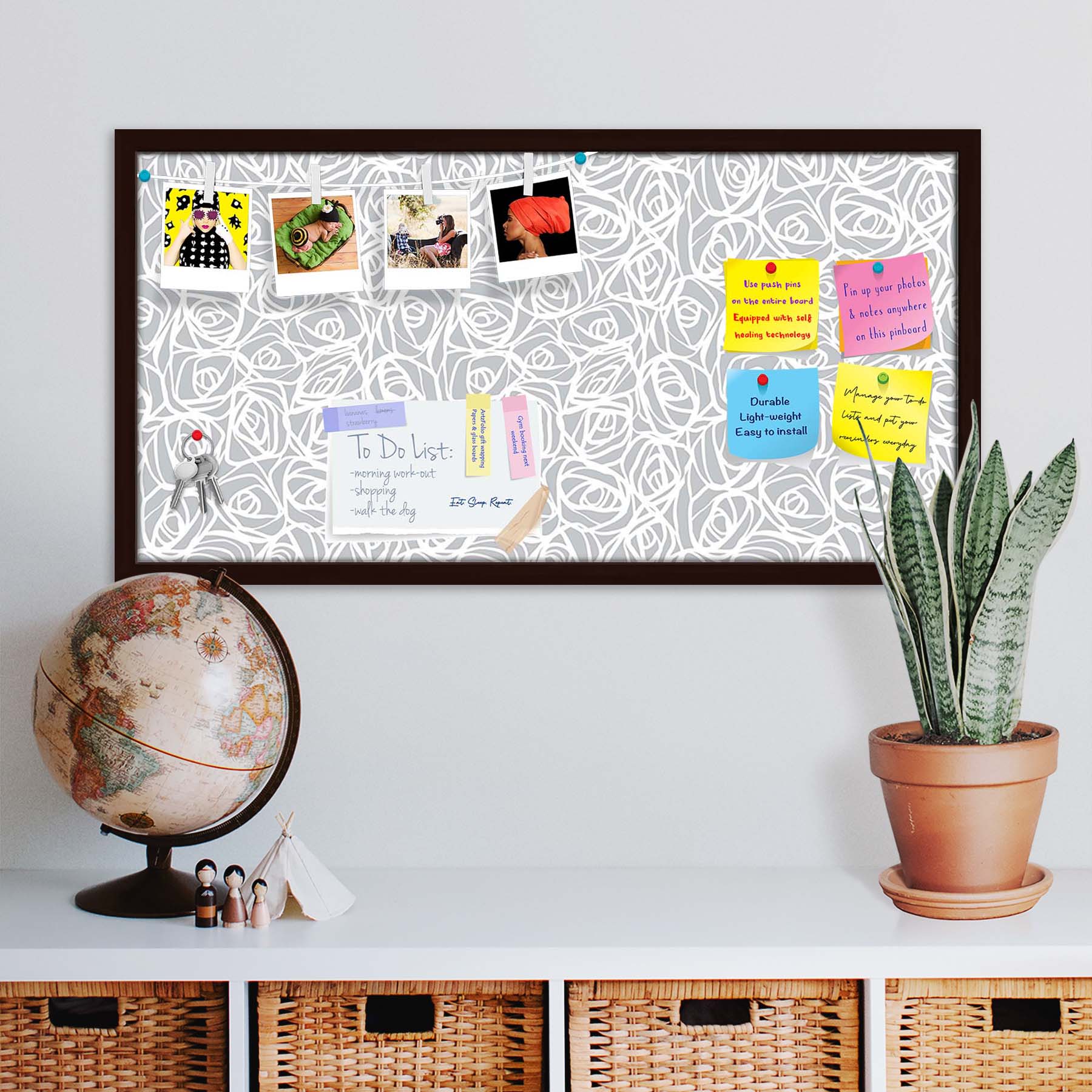 Abstract Pattern D1 Bulletin Board Notice Pin Board Soft Board | Framed