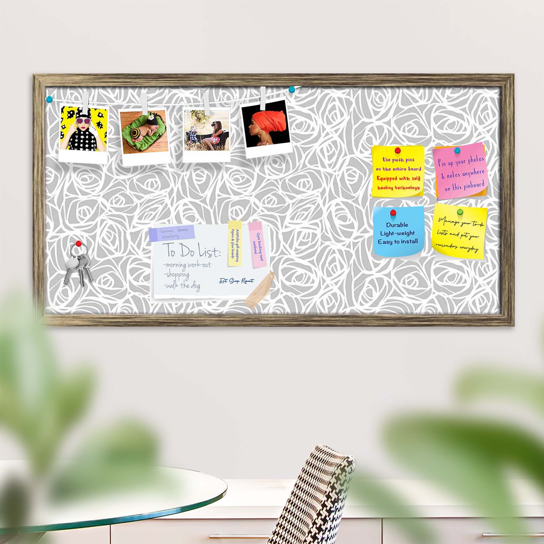 Abstract Pattern D1 Bulletin Board Notice Pin Board Soft Board | Framed