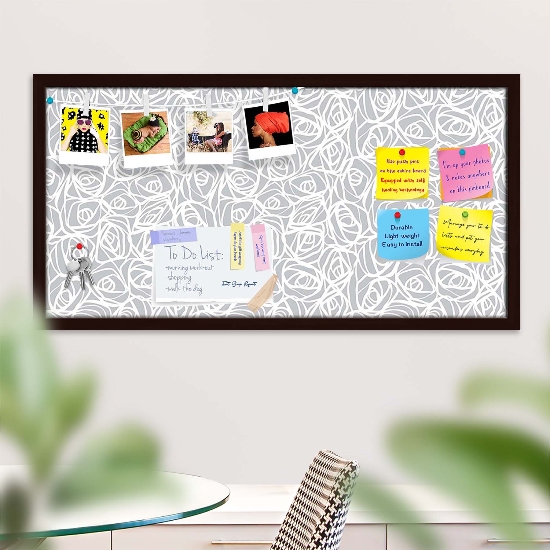 Abstract Pattern D1 Bulletin Board Notice Pin Board Soft Board | Framed