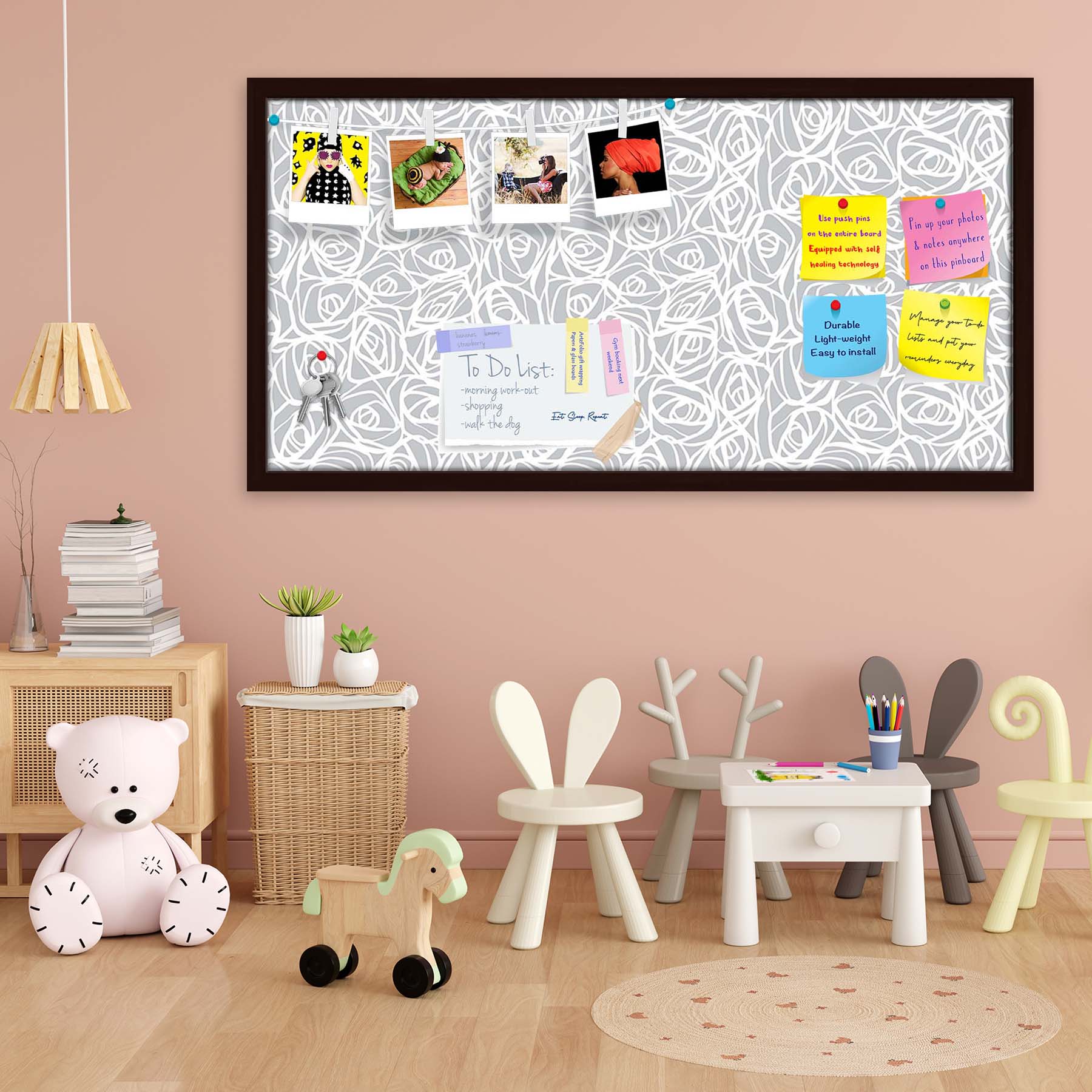 Abstract Pattern D1 Bulletin Board Notice Pin Board Soft Board | Framed