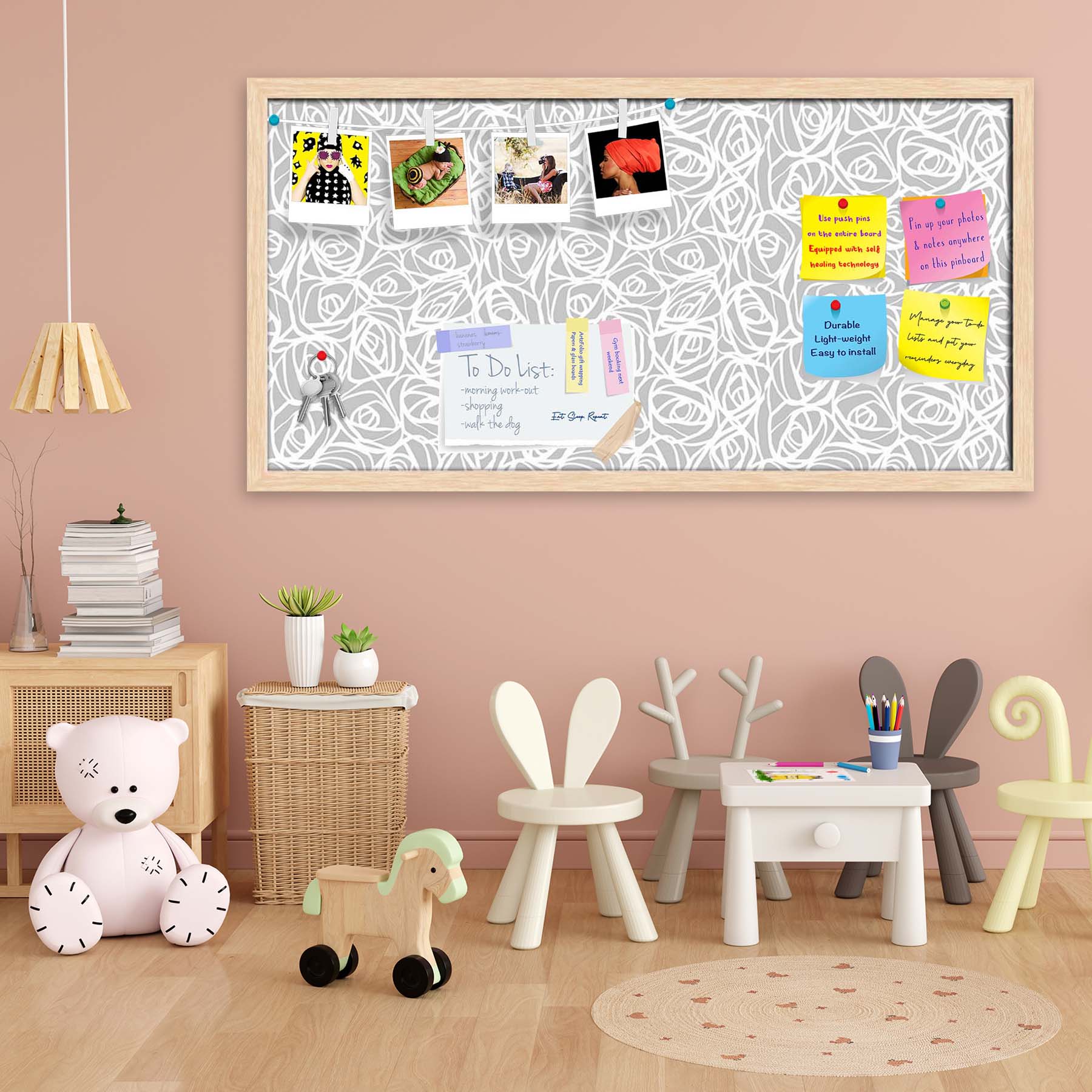 Abstract Pattern D1 Bulletin Board Notice Pin Board Soft Board | Framed