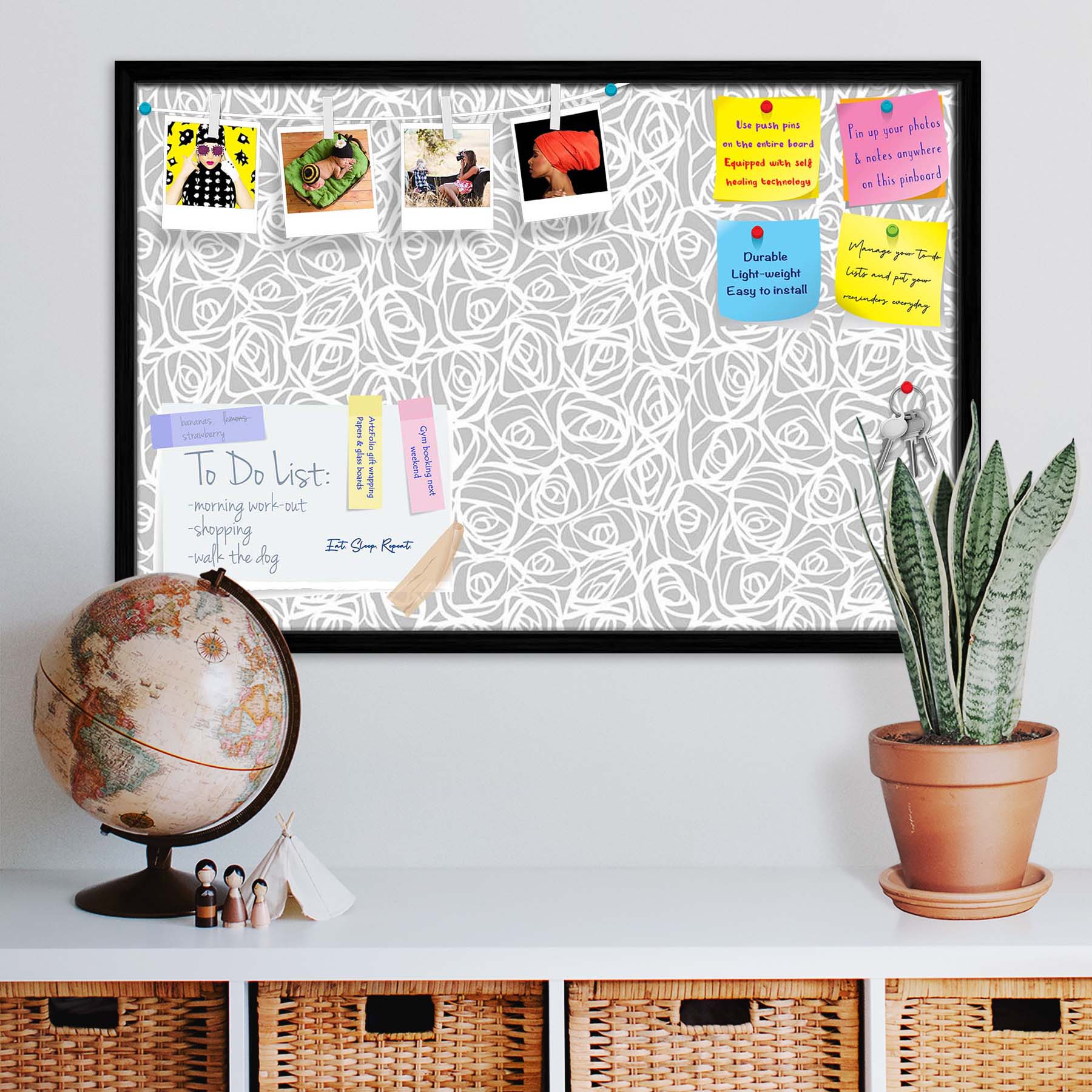 Abstract Pattern D1 Bulletin Board Notice Pin Board Soft Board | Framed