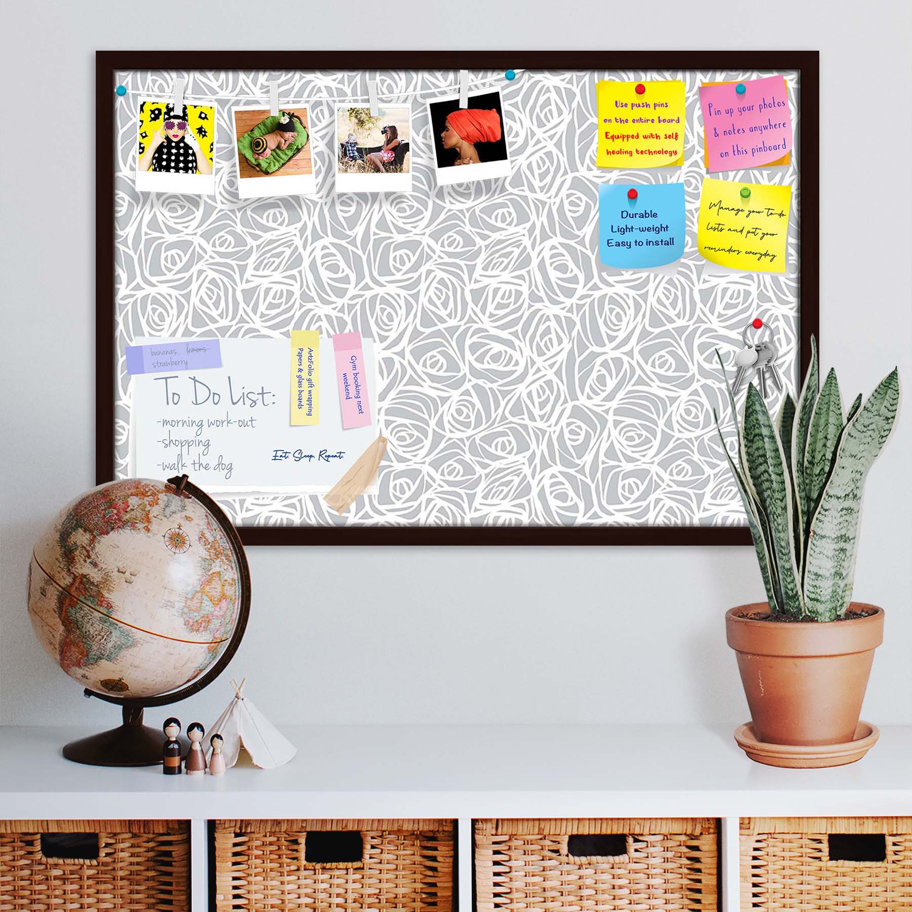 Abstract Pattern D1 Bulletin Board Notice Pin Board Soft Board | Framed