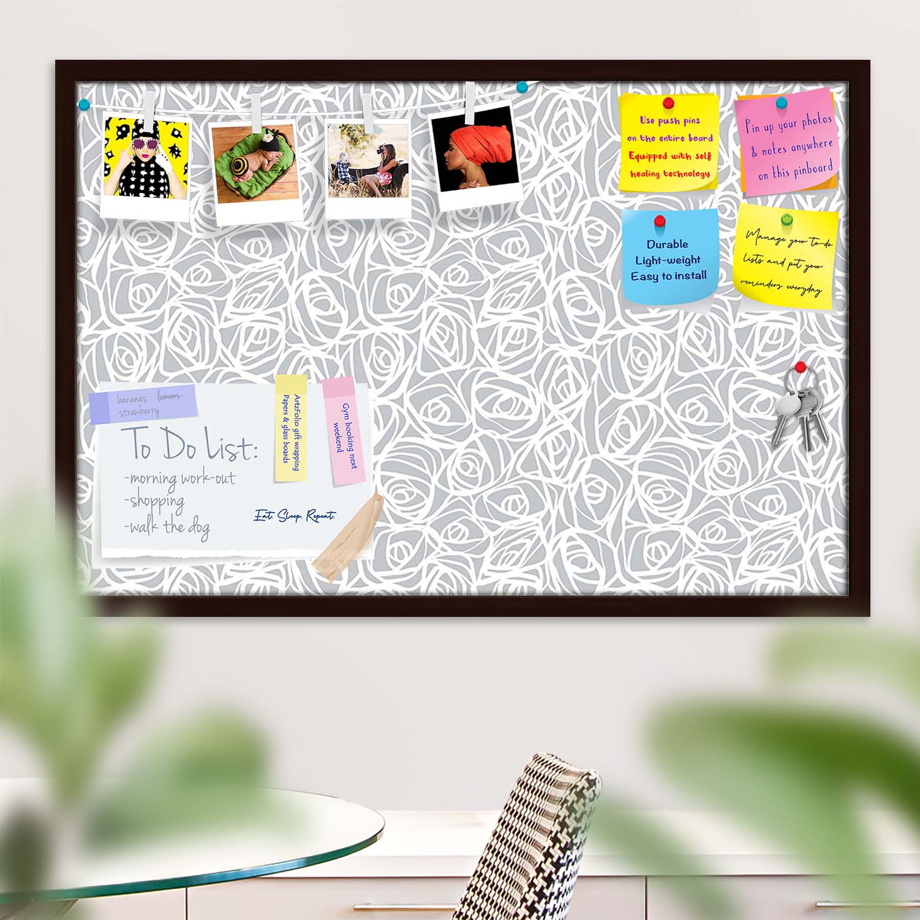 Abstract Pattern D1 Bulletin Board Notice Pin Board Soft Board | Framed