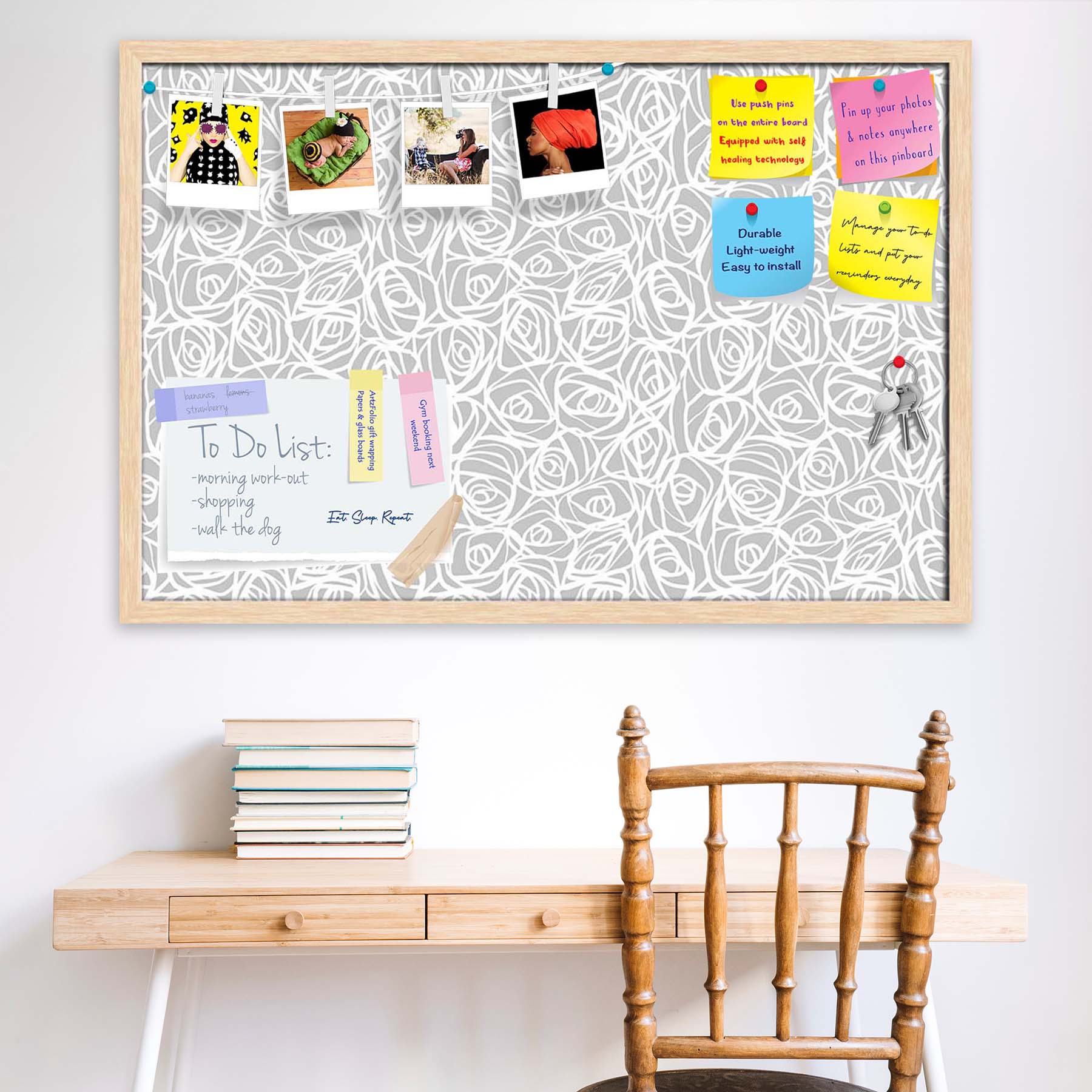 Abstract Pattern D1 Bulletin Board Notice Pin Board Soft Board | Framed