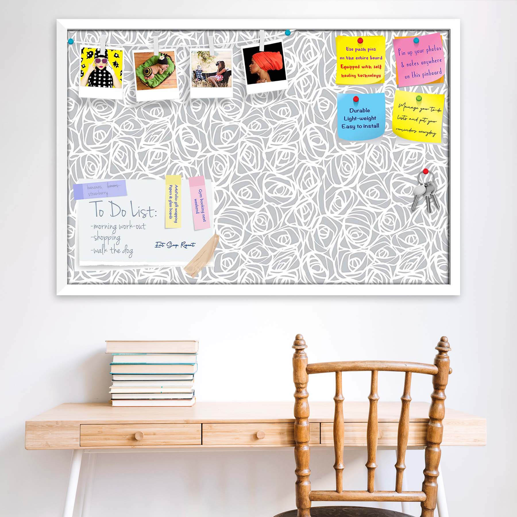 Abstract Pattern D1 Bulletin Board Notice Pin Board Soft Board | Framed