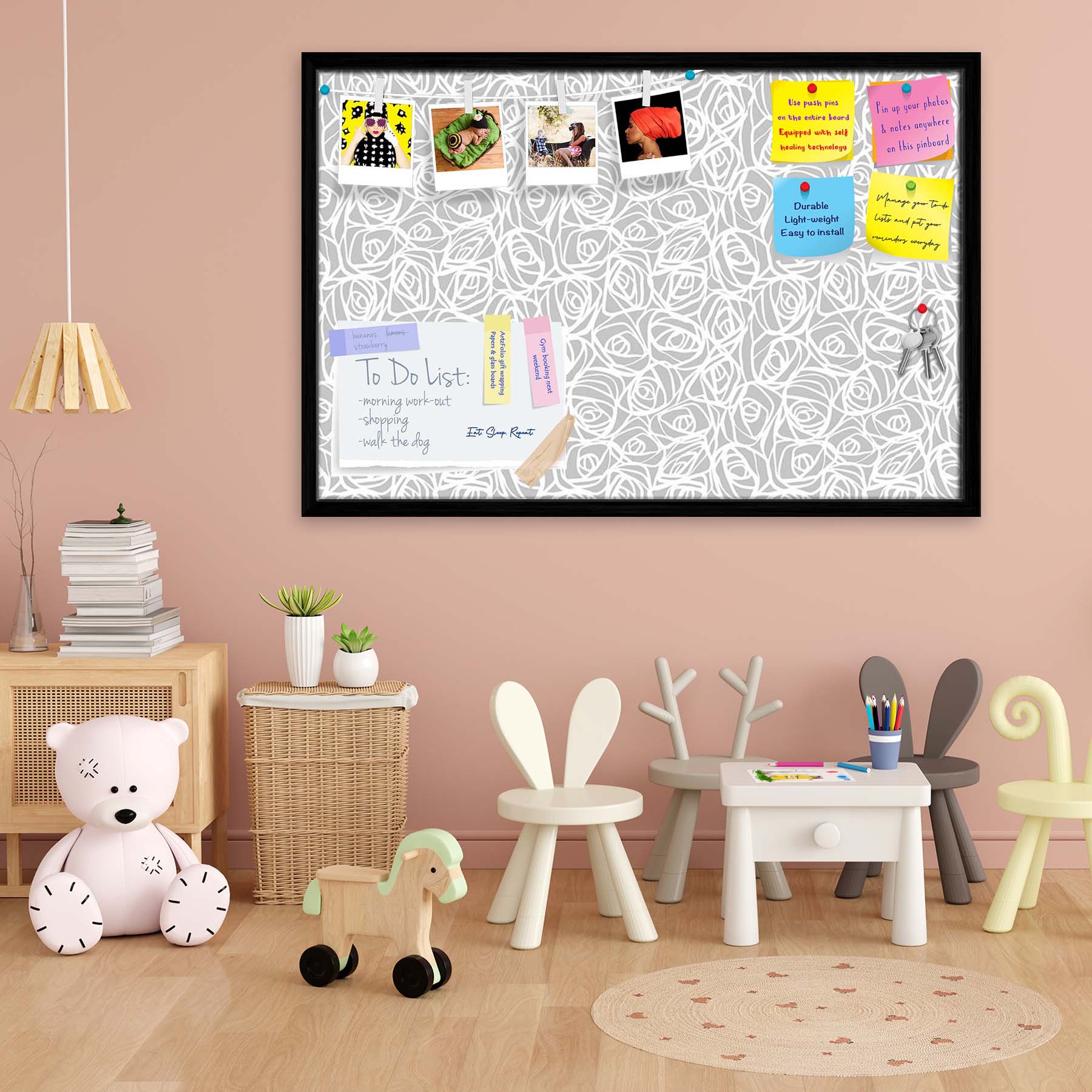 Abstract Pattern D1 Bulletin Board Notice Pin Board Soft Board | Framed