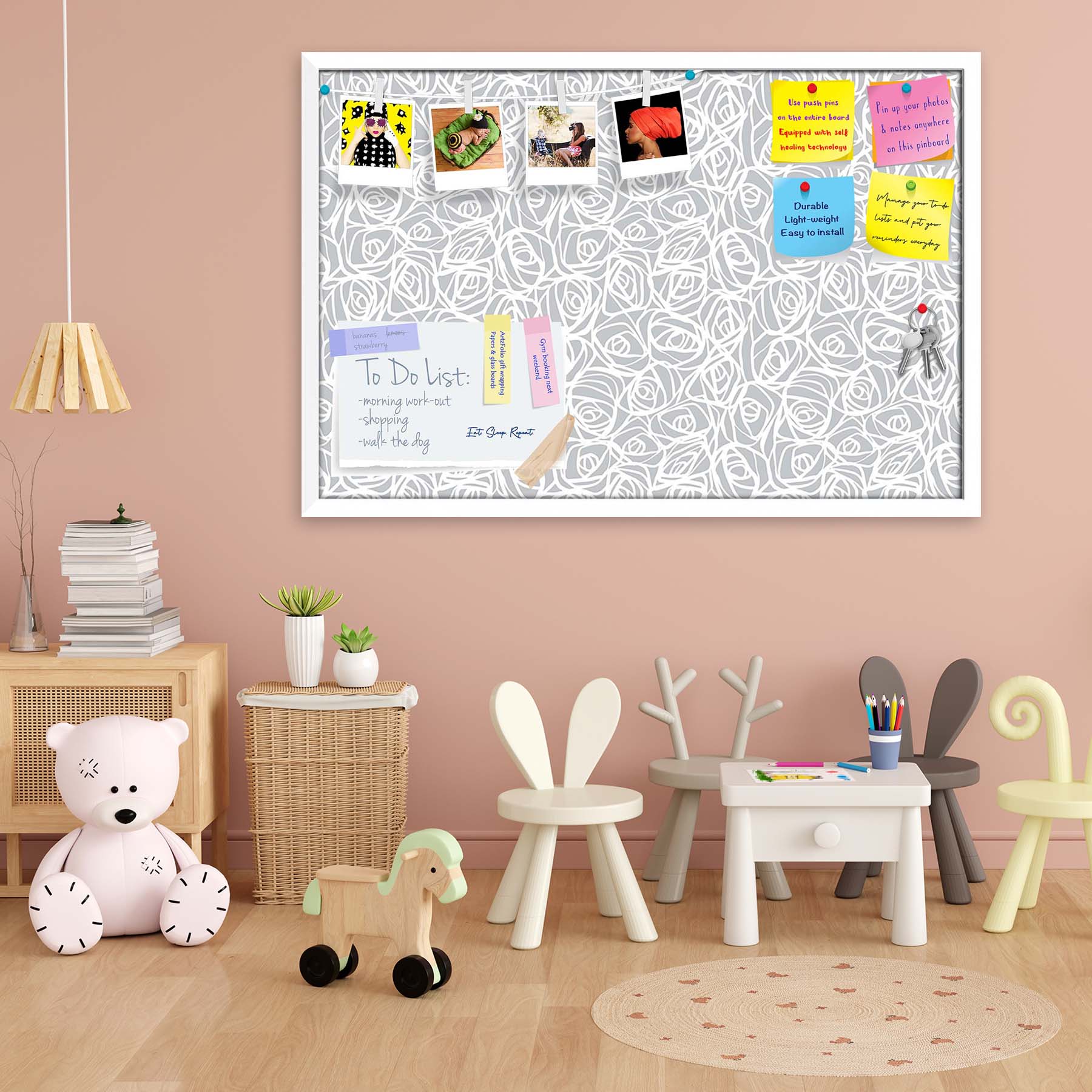 Abstract Pattern D1 Bulletin Board Notice Pin Board Soft Board | Framed