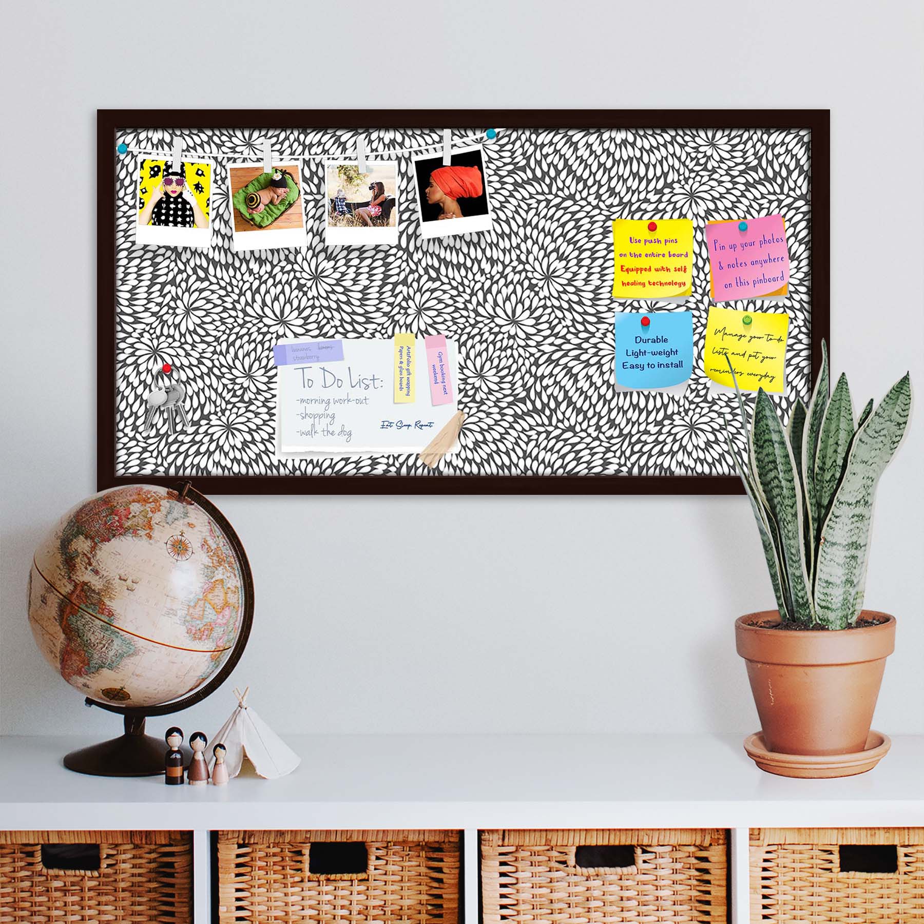Abstract Pattern D3 Bulletin Board Notice Pin Board Soft Board | Framed