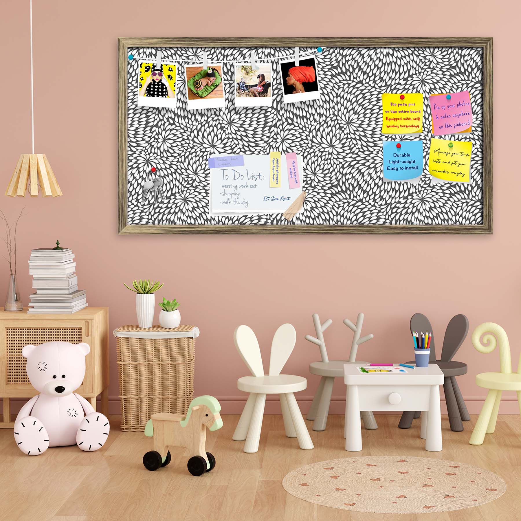 Abstract Pattern D3 Bulletin Board Notice Pin Board Soft Board | Framed