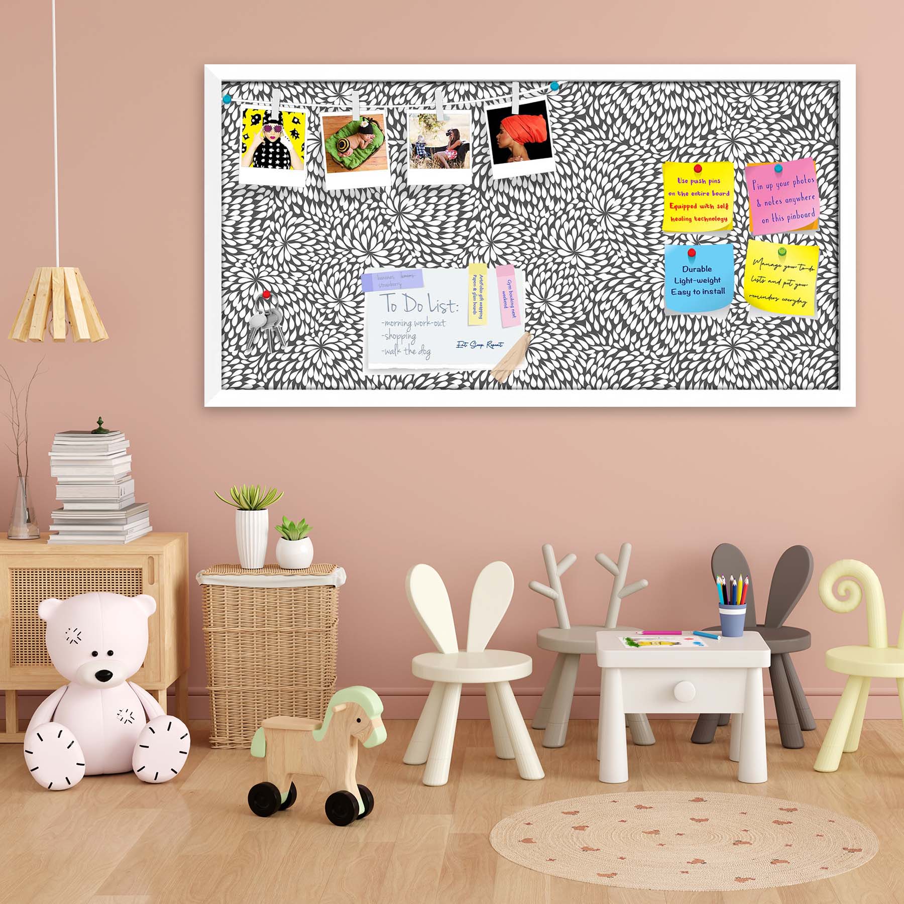 Abstract Pattern D3 Bulletin Board Notice Pin Board Soft Board | Framed