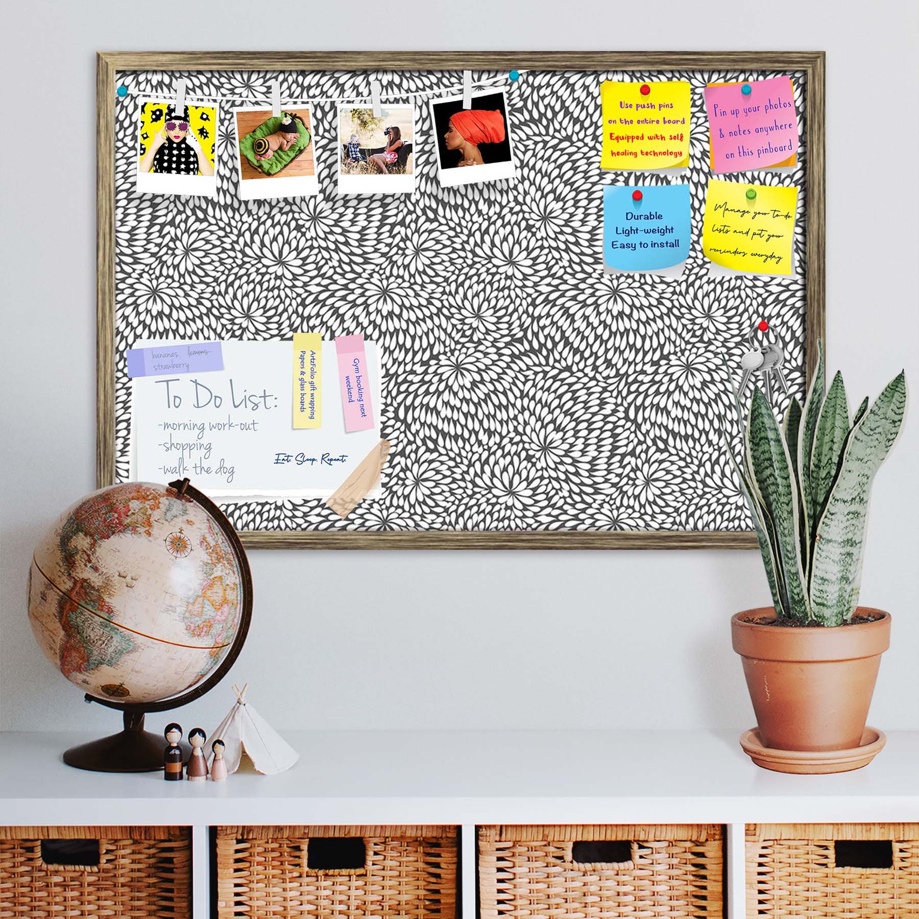 Abstract Pattern D3 Bulletin Board Notice Pin Board Soft Board | Framed