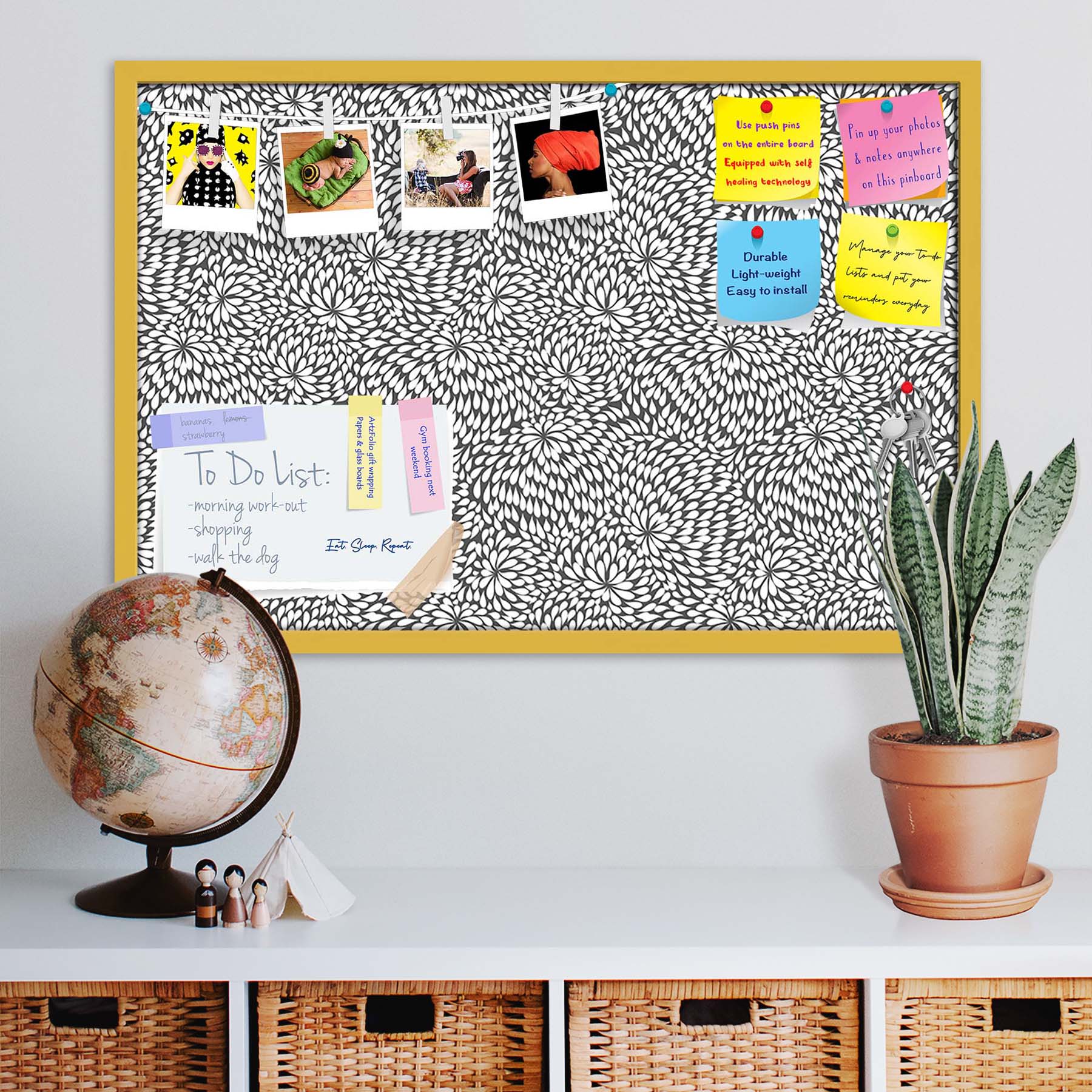 Abstract Pattern D3 Bulletin Board Notice Pin Board Soft Board | Framed