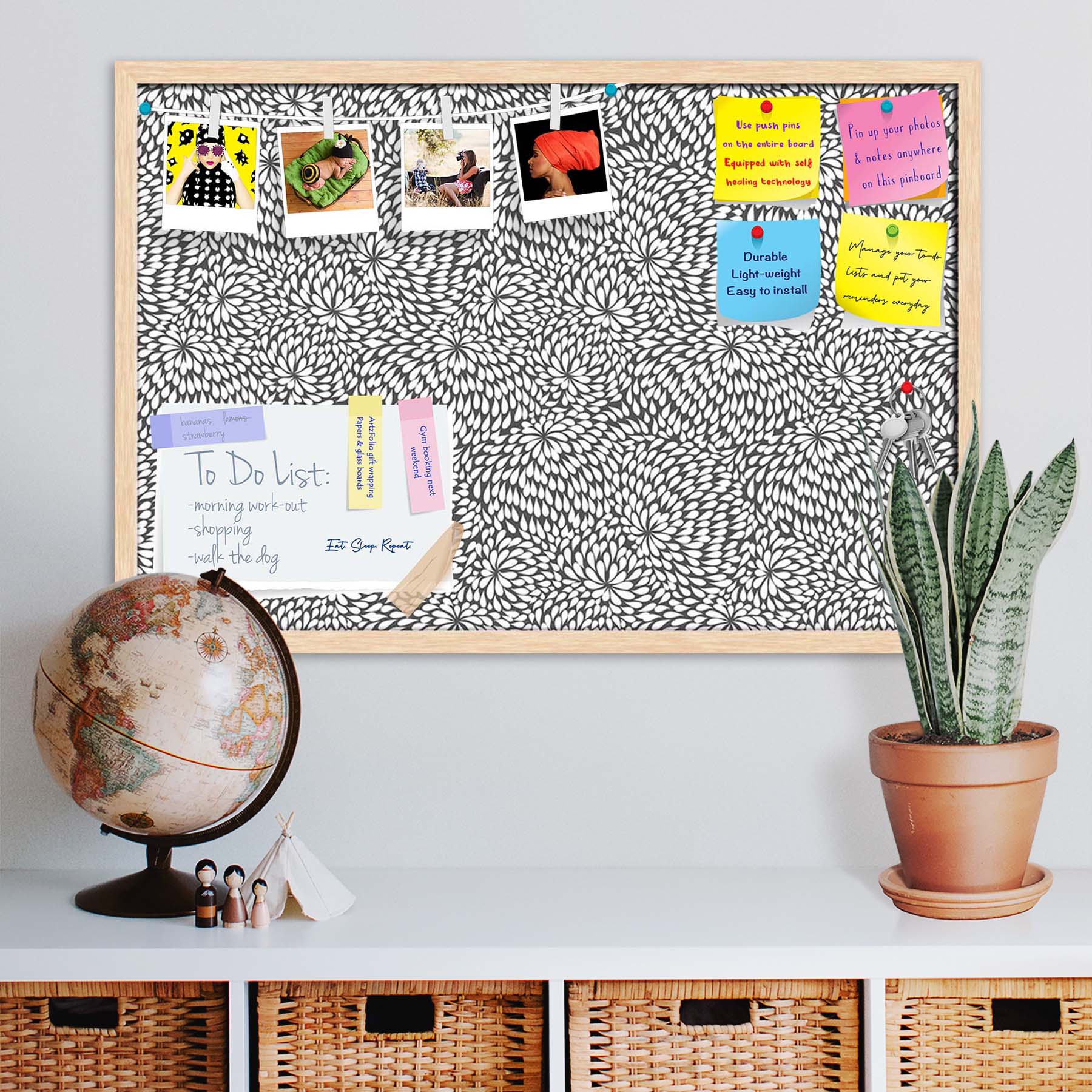 Abstract Pattern D3 Bulletin Board Notice Pin Board Soft Board | Framed