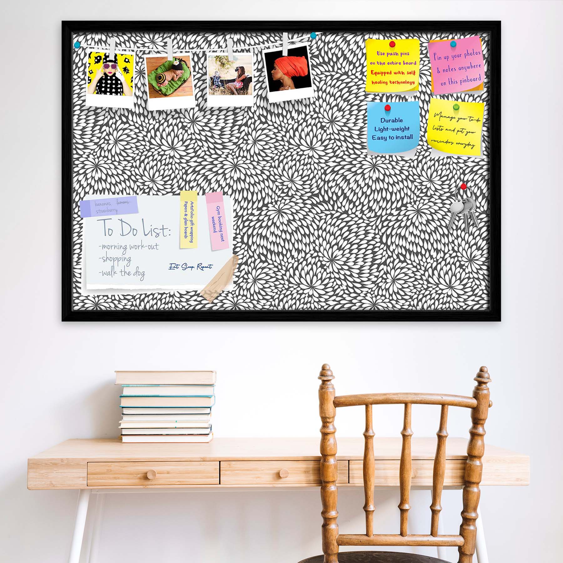 Abstract Pattern D3 Bulletin Board Notice Pin Board Soft Board | Framed