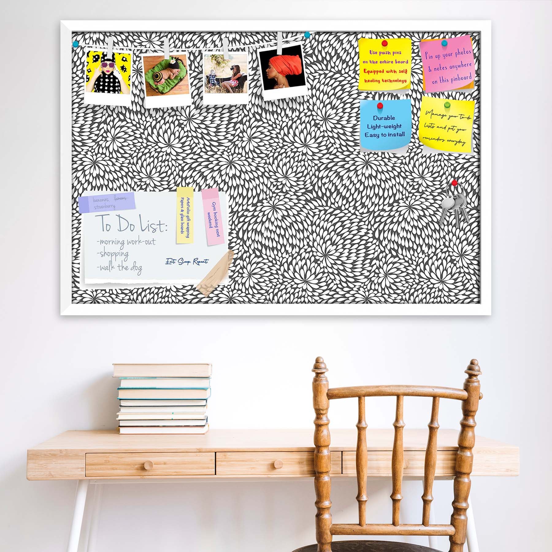 Abstract Pattern D3 Bulletin Board Notice Pin Board Soft Board | Framed