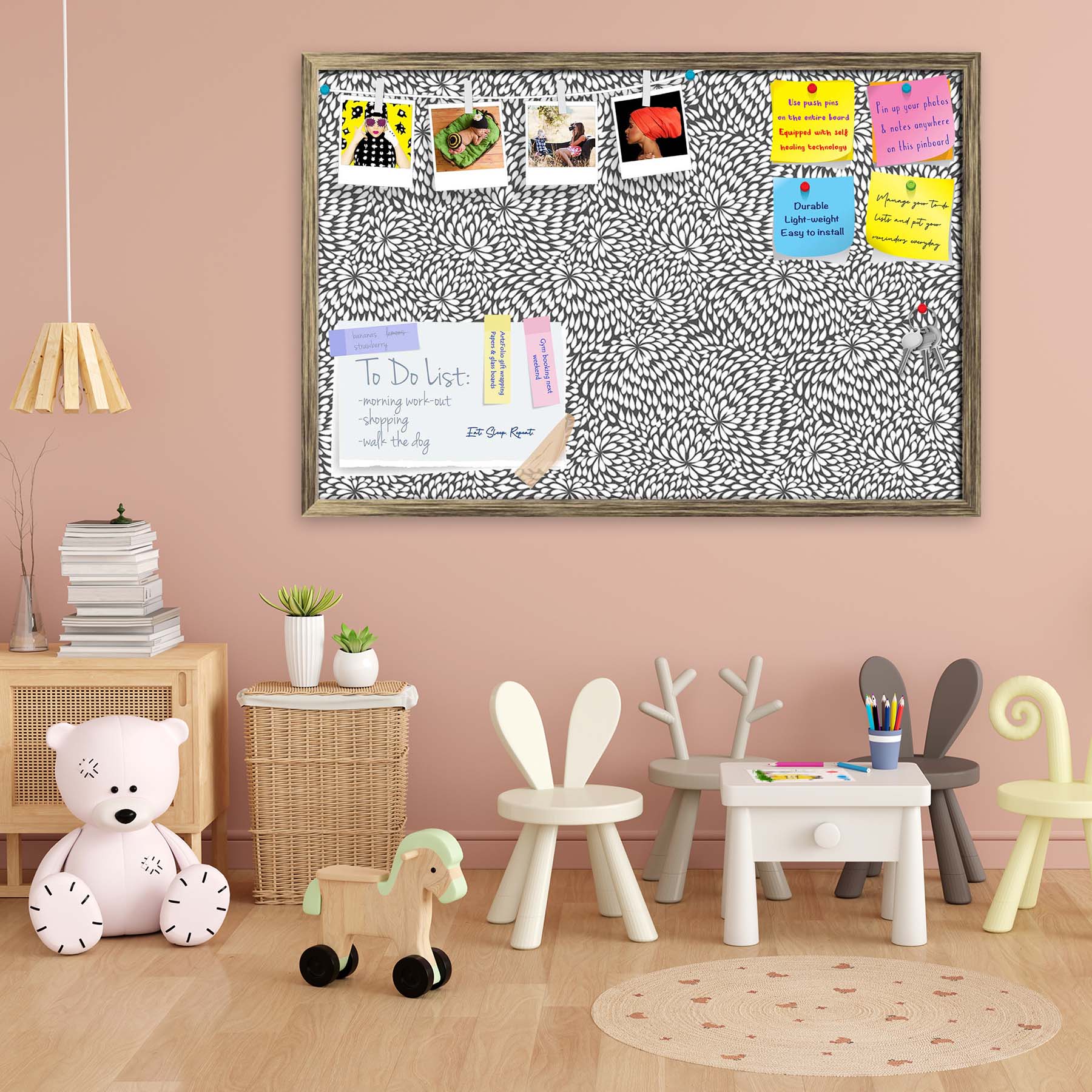 Abstract Pattern D3 Bulletin Board Notice Pin Board Soft Board | Framed