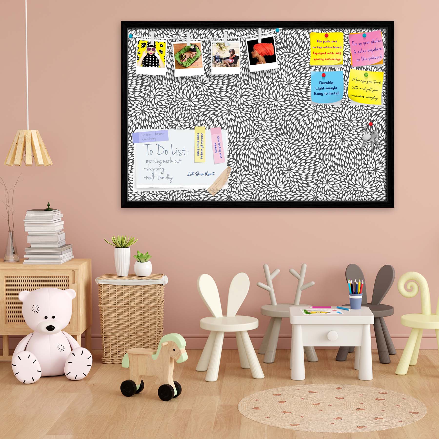 Abstract Pattern D3 Bulletin Board Notice Pin Board Soft Board | Framed