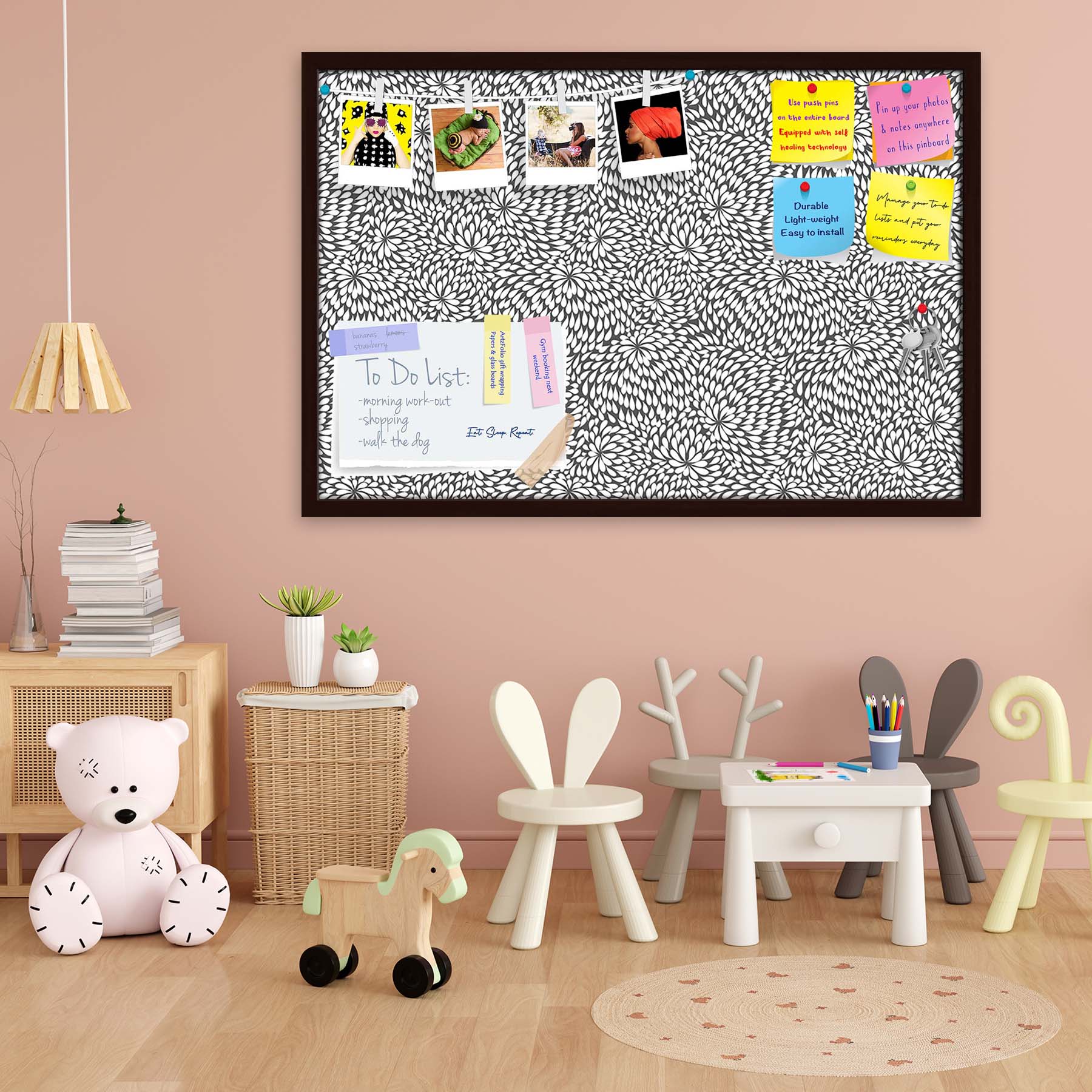 Abstract Pattern D3 Bulletin Board Notice Pin Board Soft Board | Framed