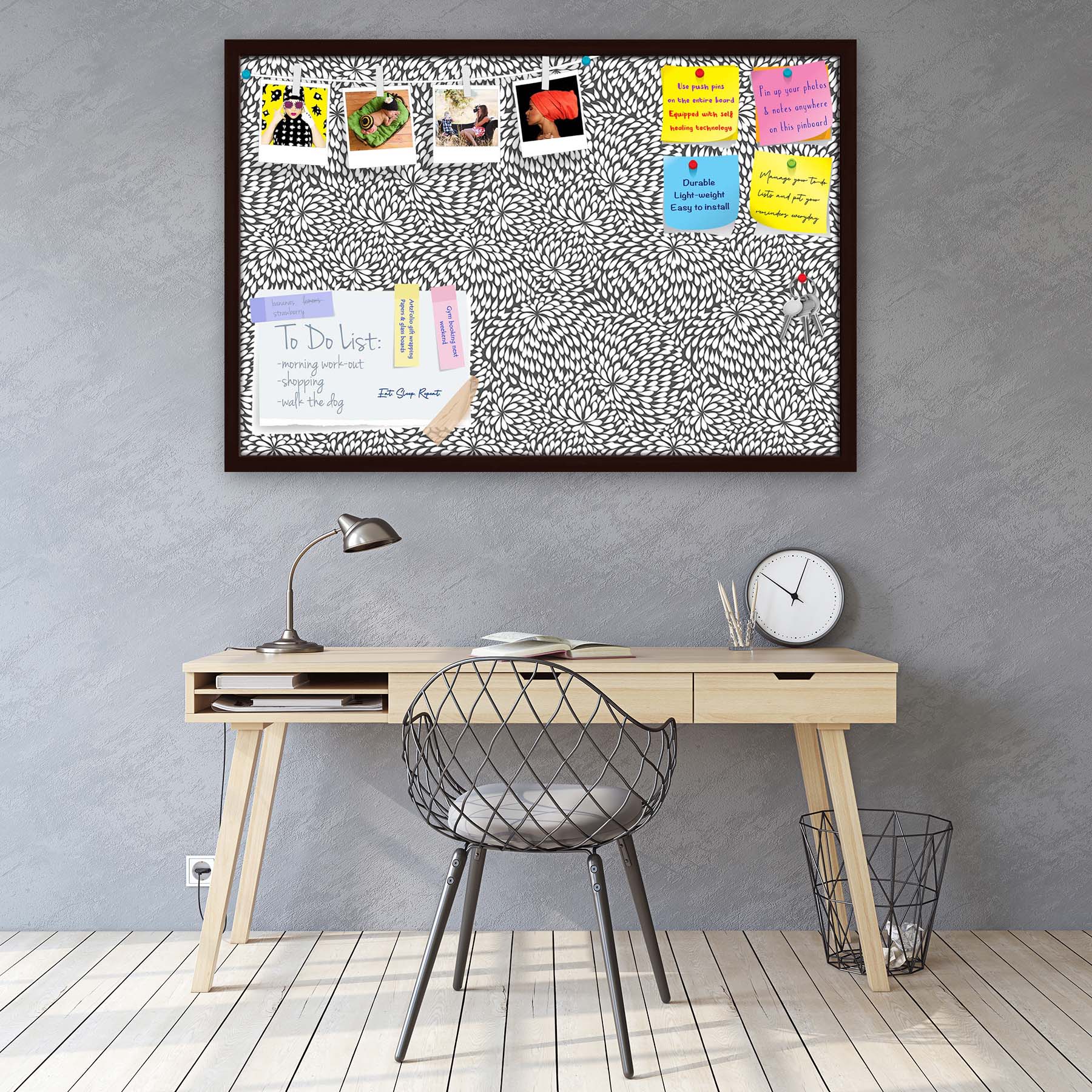 Abstract Pattern D3 Bulletin Board Notice Pin Board Soft Board | Framed