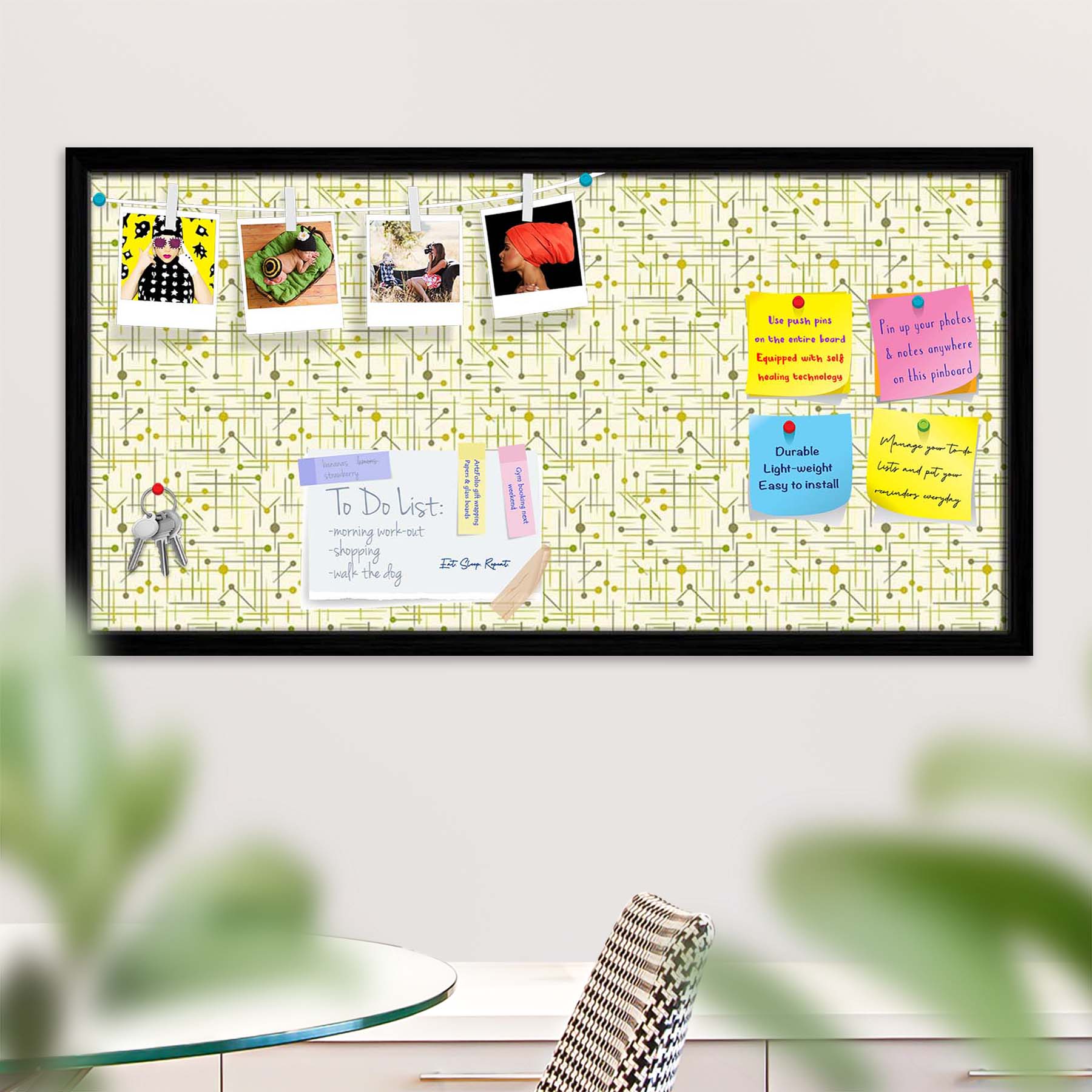 Art Pattern Bulletin Board Notice Pin Board Soft Board | Framed