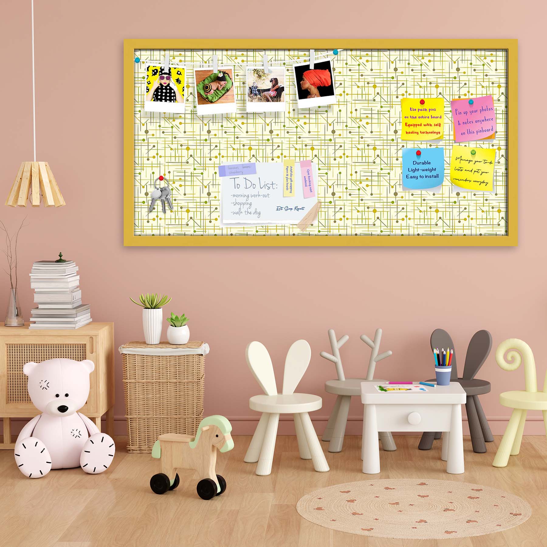 Art Pattern Bulletin Board Notice Pin Board Soft Board | Framed