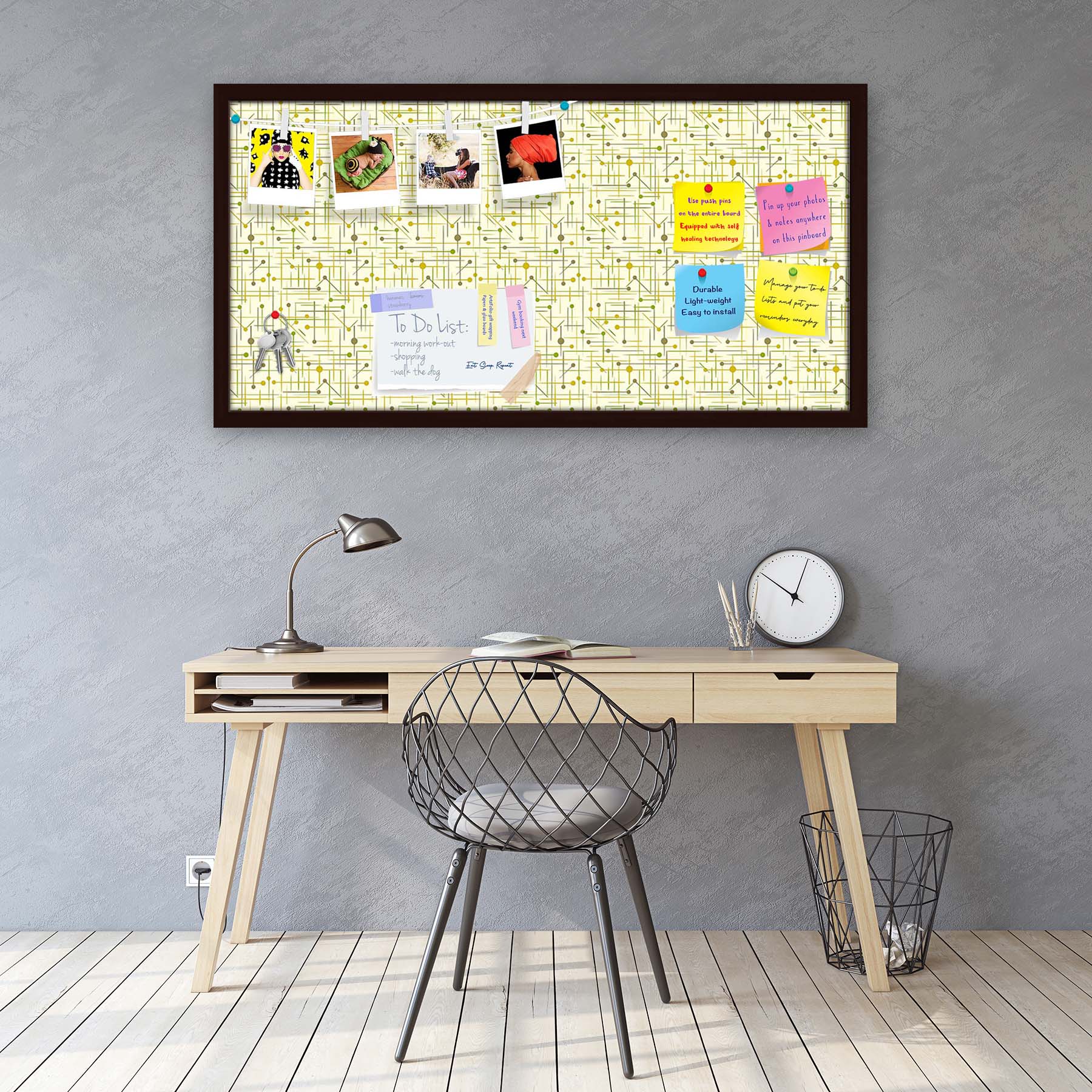 Art Pattern Bulletin Board Notice Pin Board Soft Board | Framed