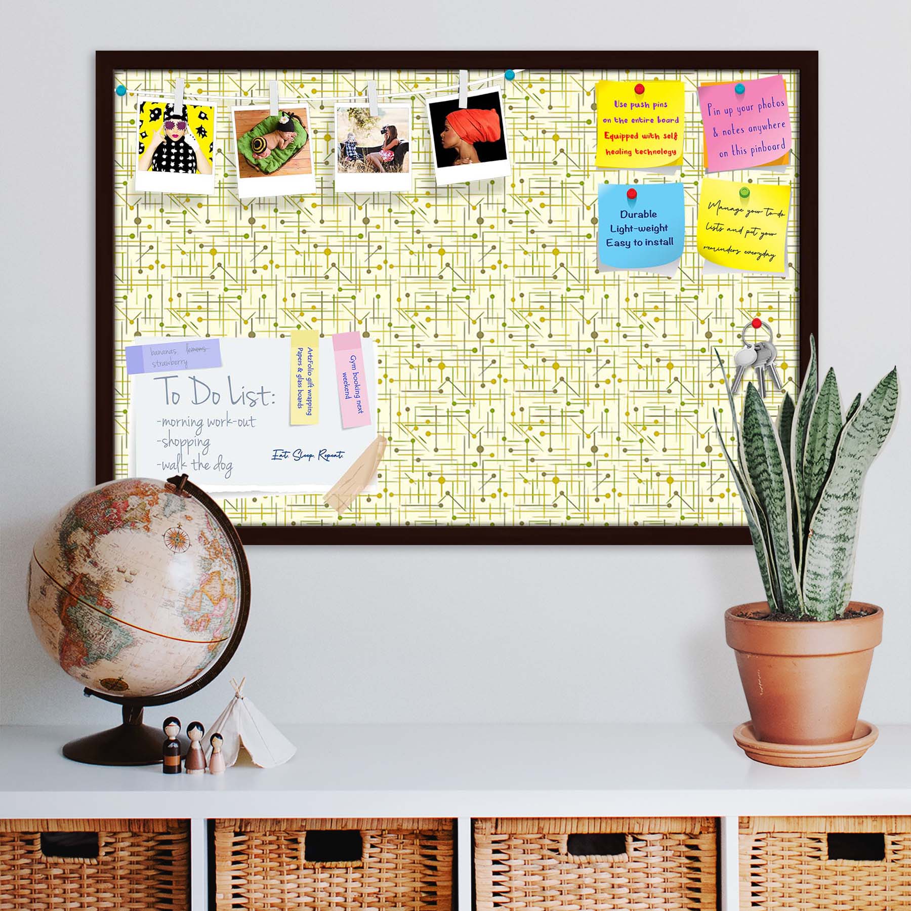 Art Pattern Bulletin Board Notice Pin Board Soft Board | Framed