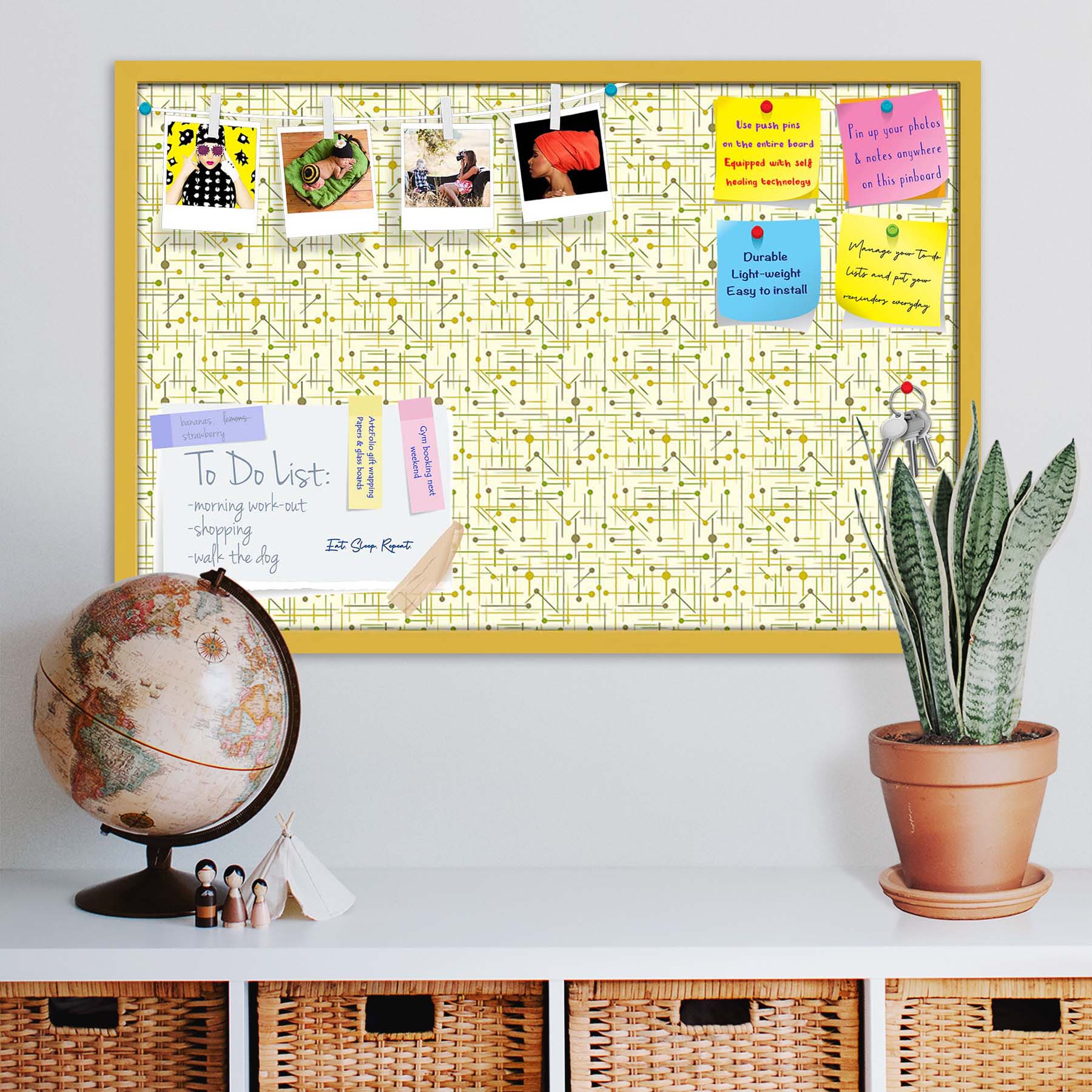 Art Pattern Bulletin Board Notice Pin Board Soft Board | Framed