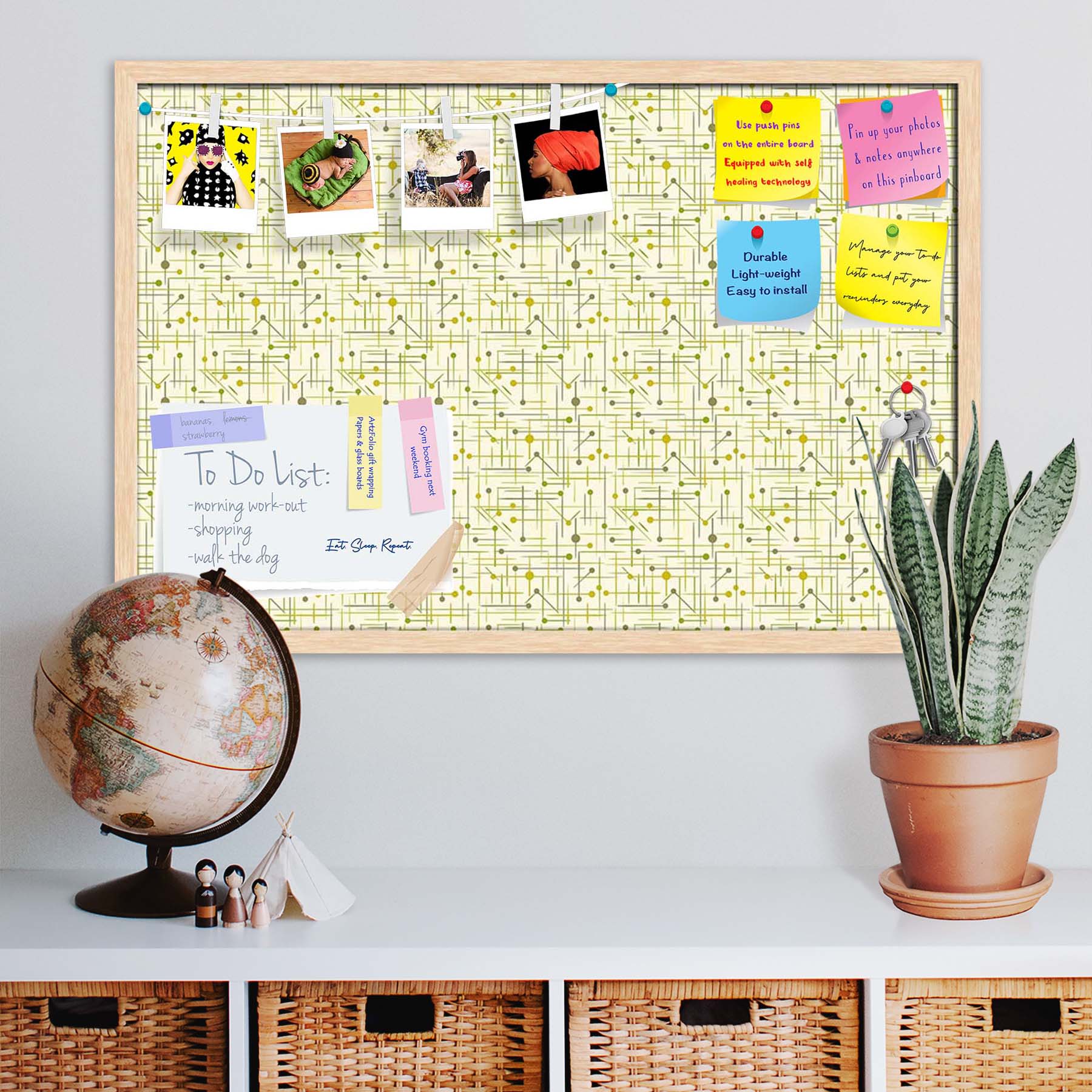 Art Pattern Bulletin Board Notice Pin Board Soft Board | Framed