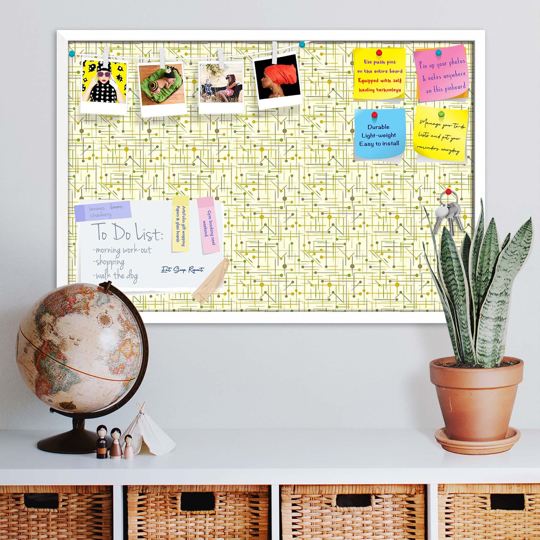 Art Pattern Bulletin Board Notice Pin Board Soft Board | Framed