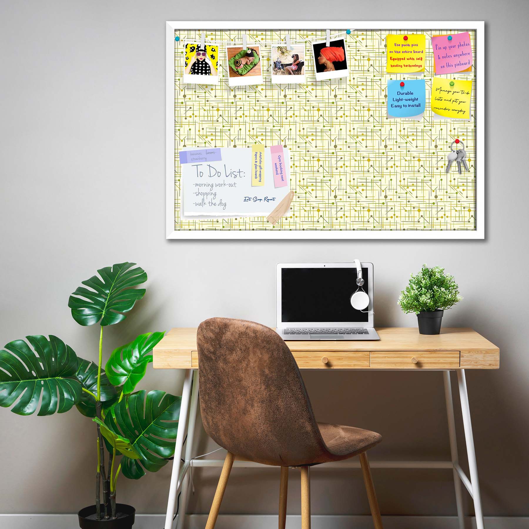 Art Pattern Bulletin Board Notice Pin Board Soft Board | Framed