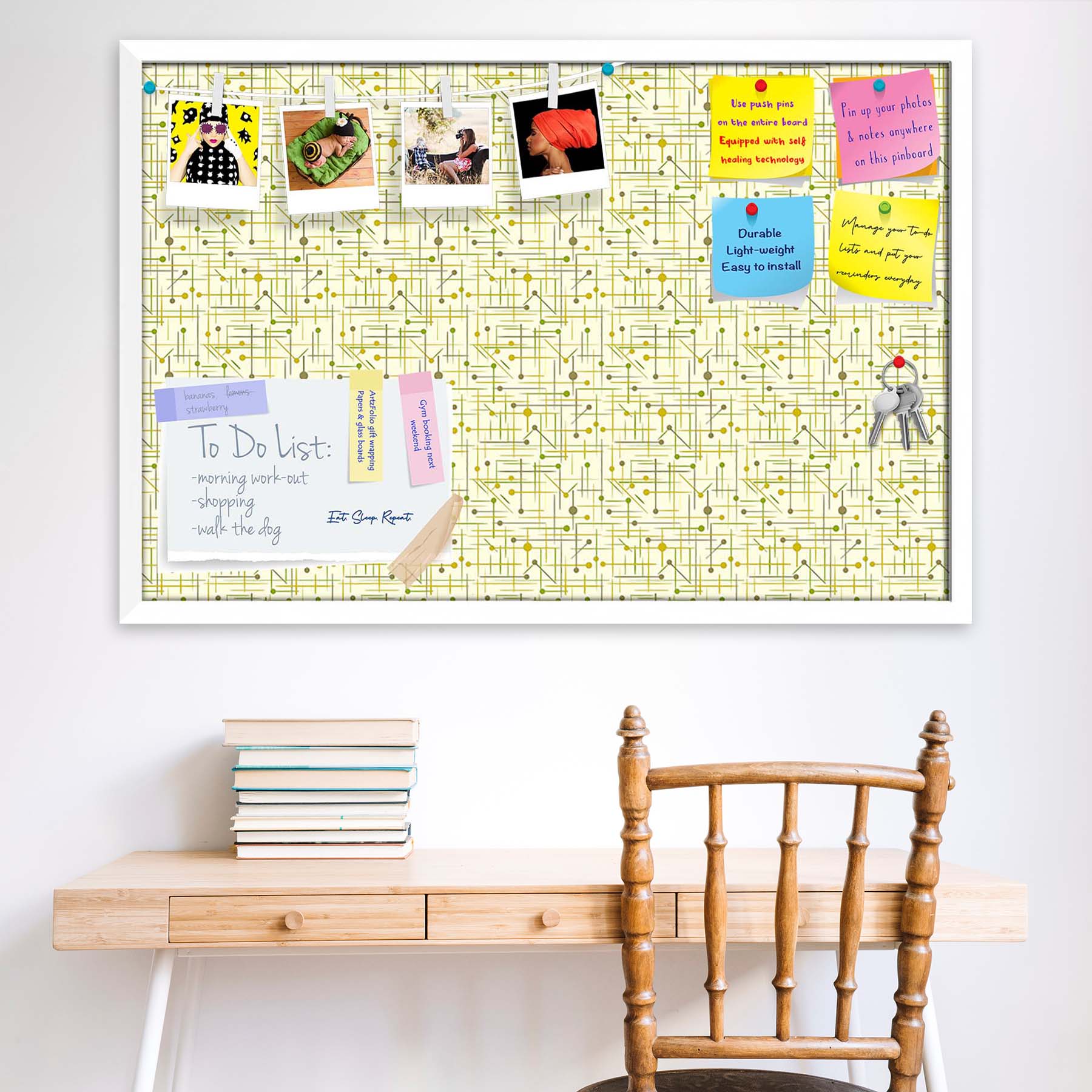 Art Pattern Bulletin Board Notice Pin Board Soft Board | Framed