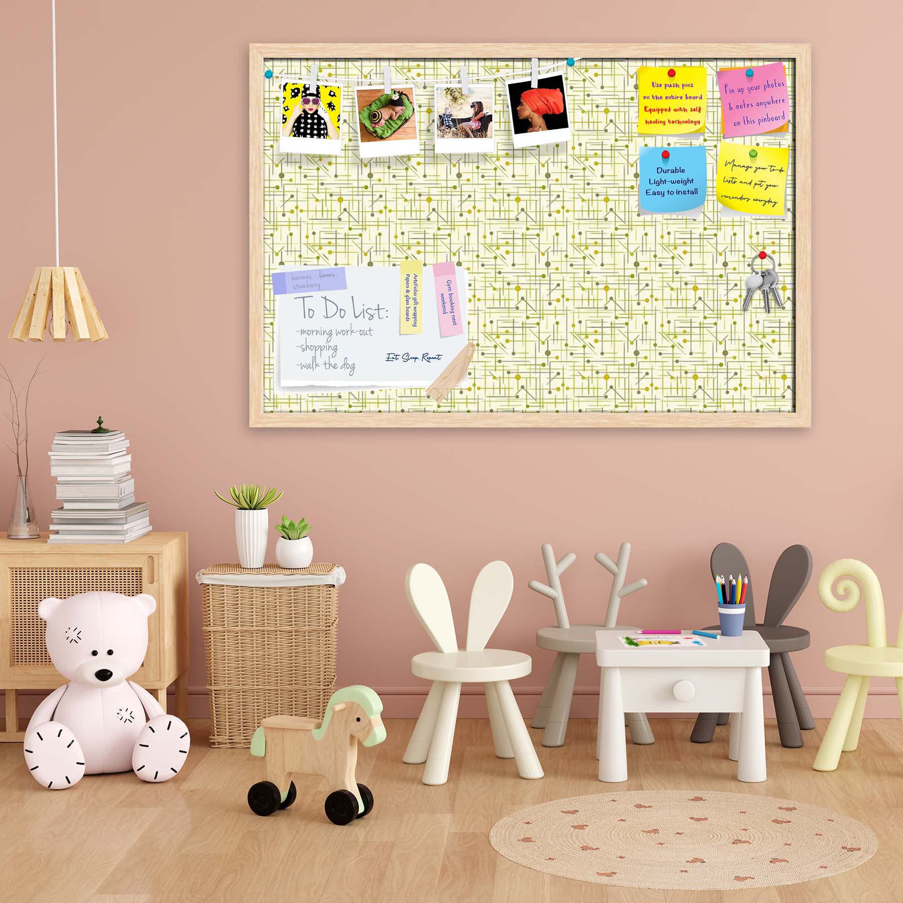 Art Pattern Bulletin Board Notice Pin Board Soft Board | Framed