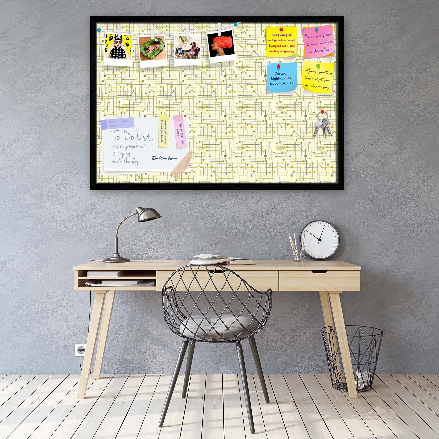 Art Pattern Bulletin Board Notice Pin Board Soft Board | Framed