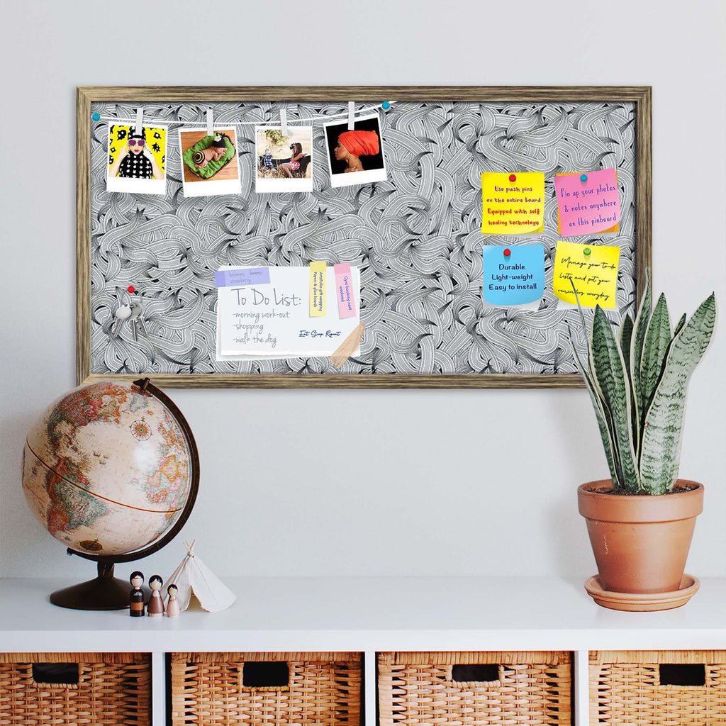 Hand-Drawn Waves D1 Bulletin Board Notice Pin Board Soft Board | Framed