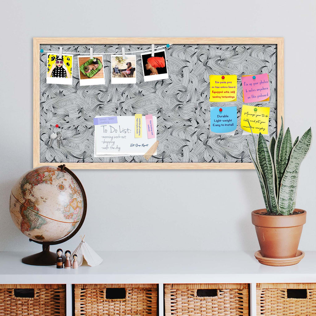 Hand-Drawn Waves D1 Bulletin Board Notice Pin Board Soft Board | Framed