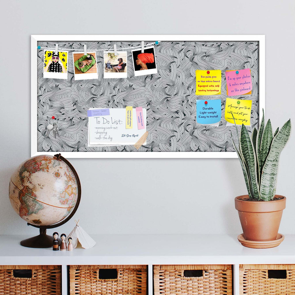 Hand-Drawn Waves D1 Bulletin Board Notice Pin Board Soft Board | Framed